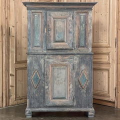18th Century Swedish Painted Pine Two-Tiered Cabinet