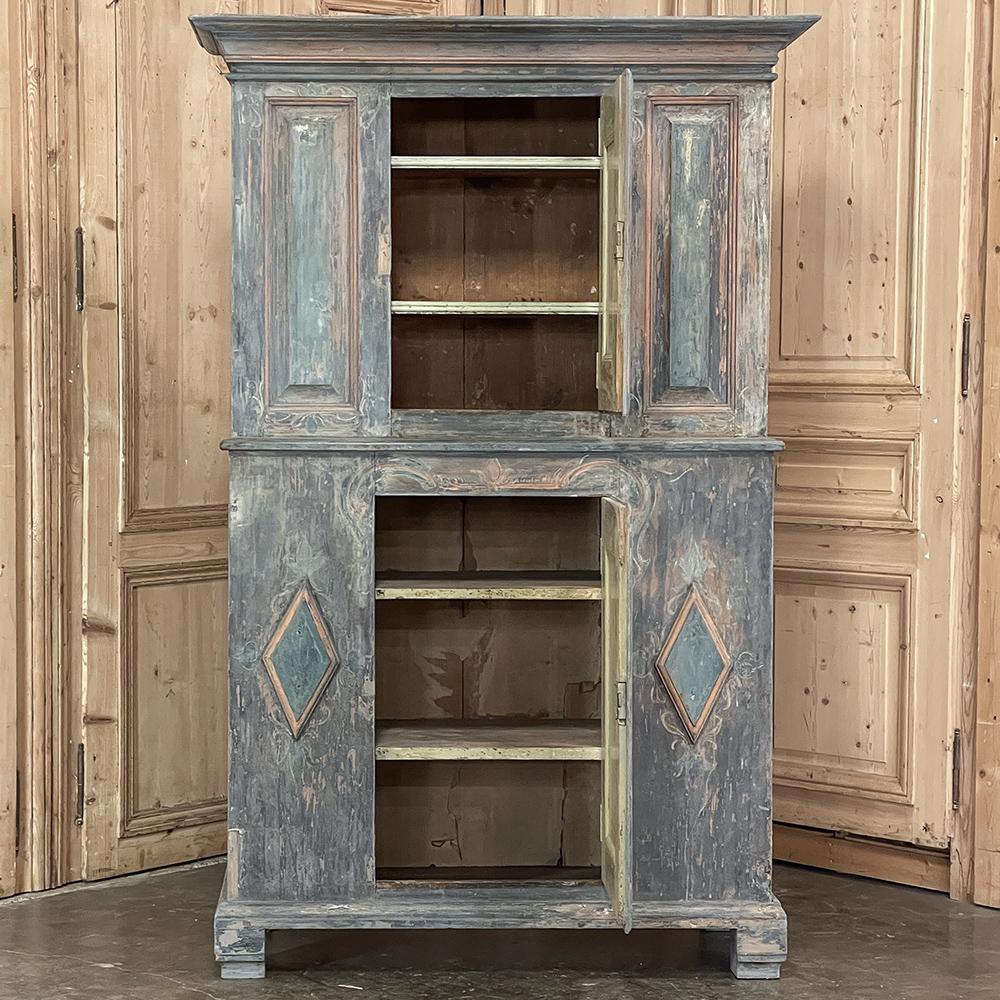 18th Century Swedish Painted Pine Two-Tiered Cabinet In Good Condition For Sale In Dallas, TX