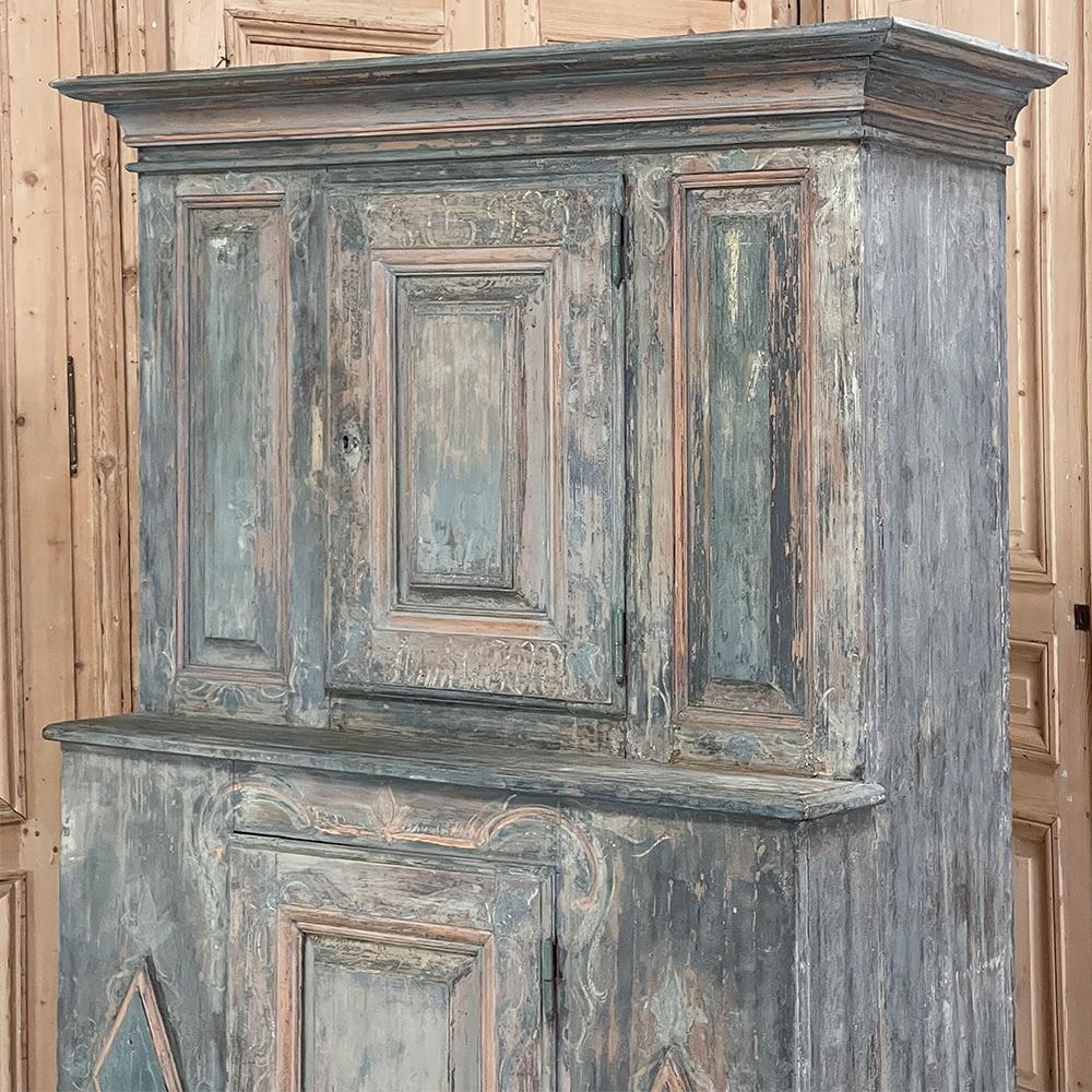 18th Century Swedish Painted Pine Two-Tiered Cabinet For Sale 4