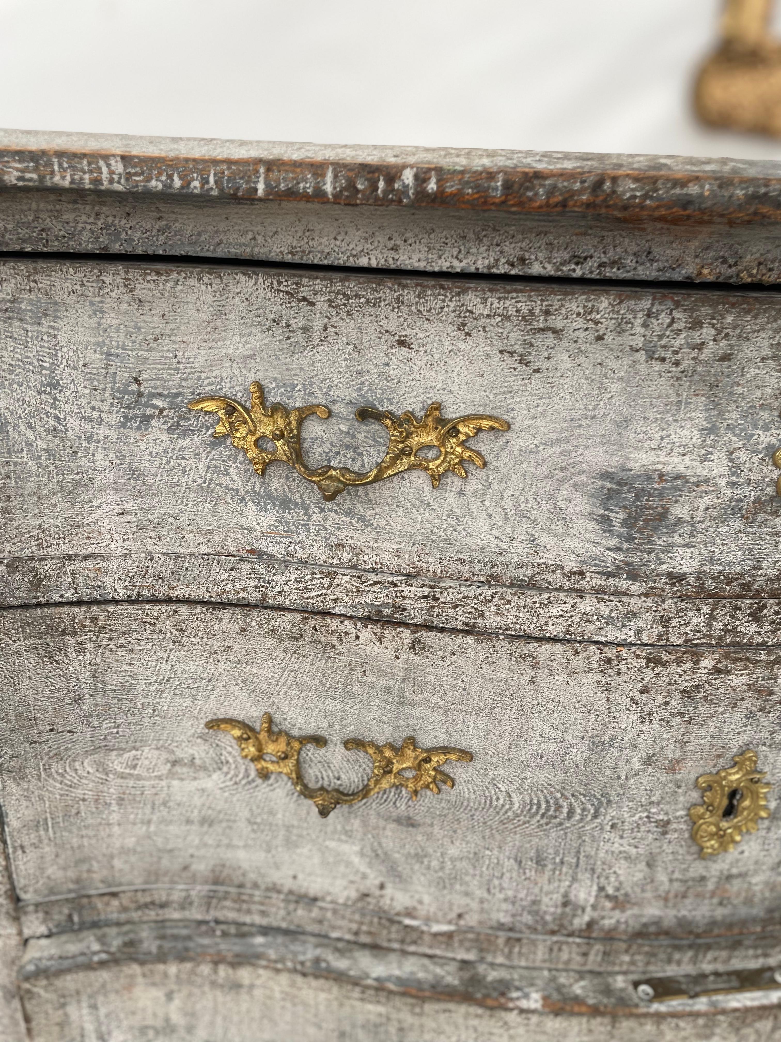Wood 18th Century Swedish Painted Rococo Commode For Sale