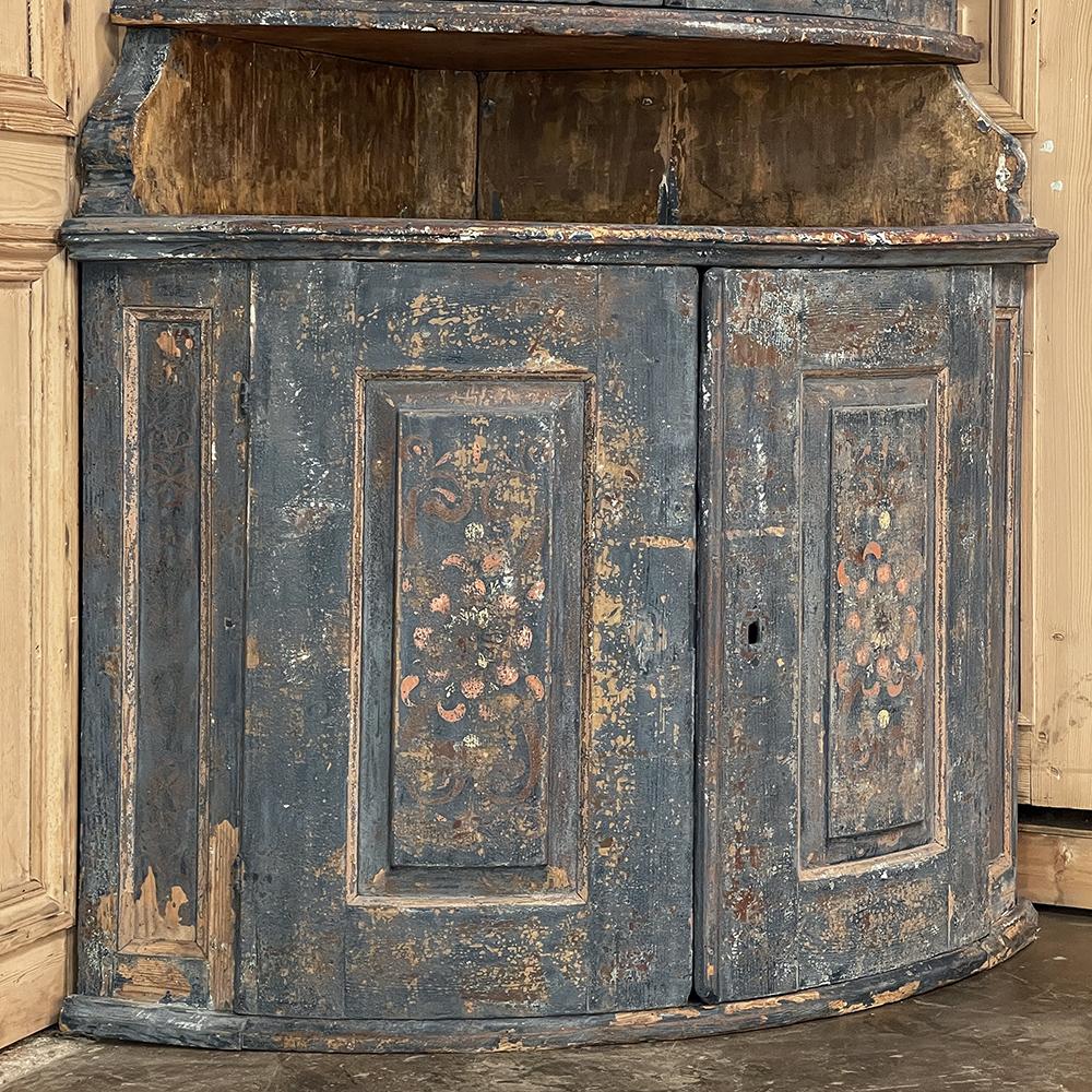 18th Century Swedish Painted Two-Tiered Corner Cabinet For Sale 6