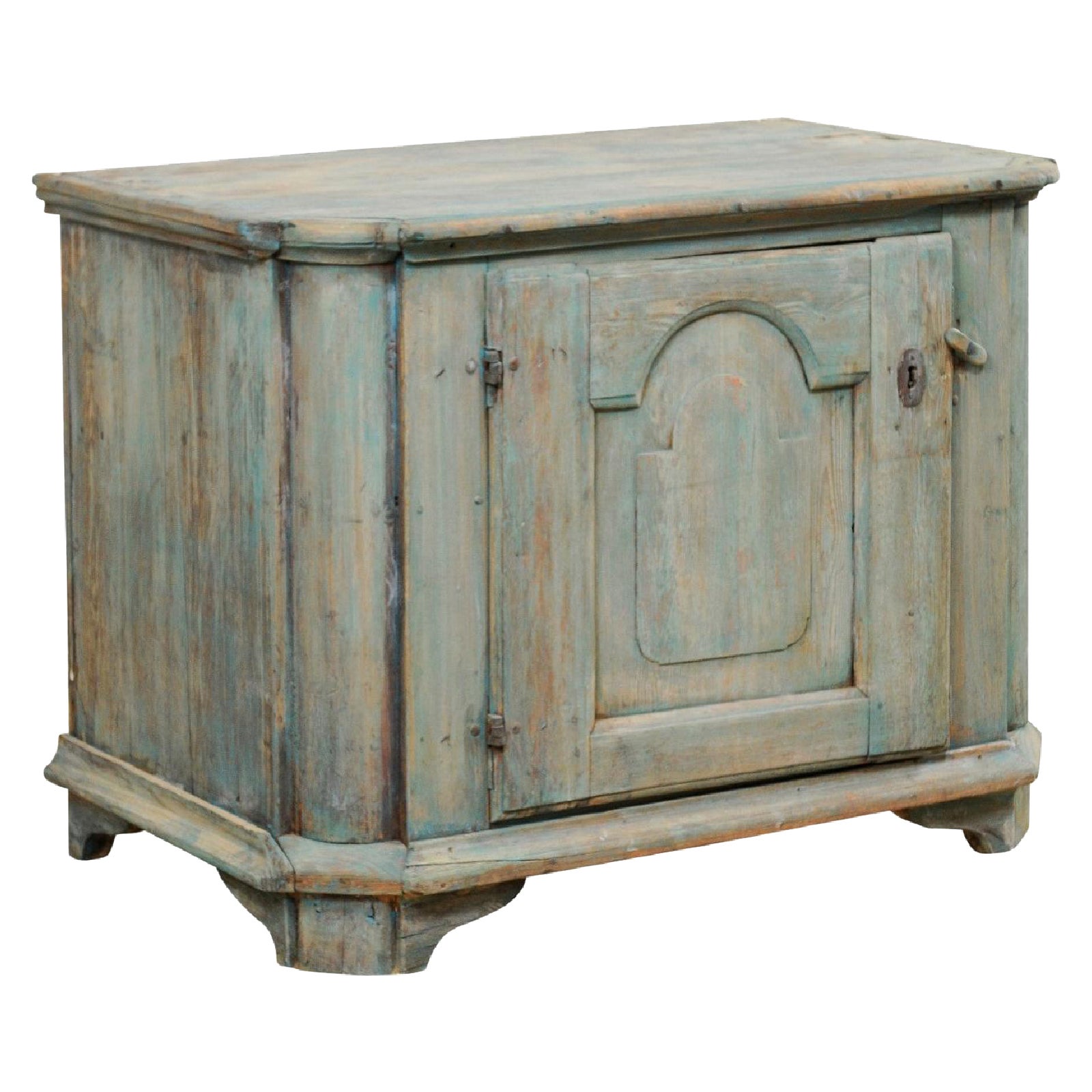 18th Century Swedish Painted Wood Cabinet with Soft Wash of Verdigris For Sale