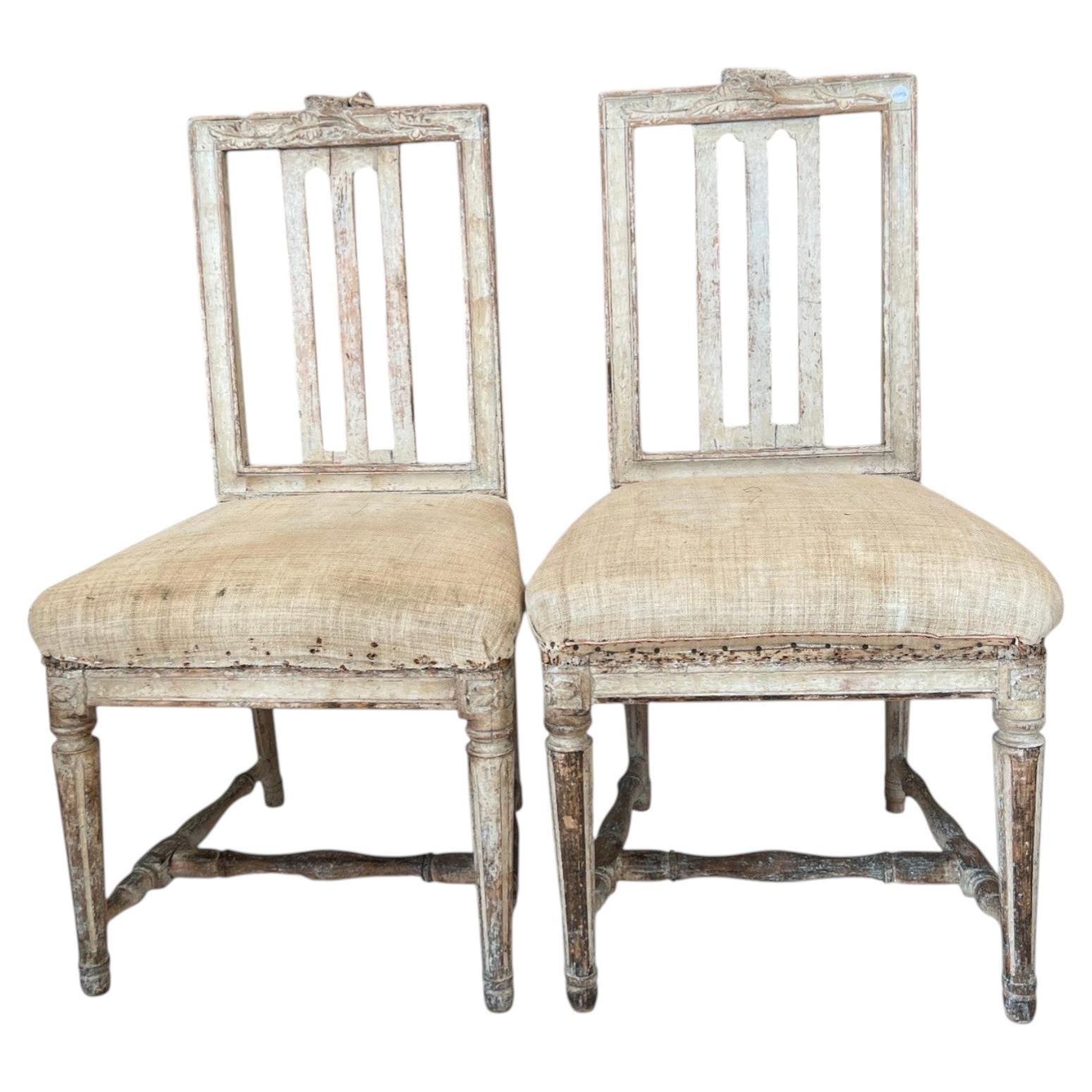 18th Century Swedish Pair of Chairs from Stockholm - Stamped by Maker