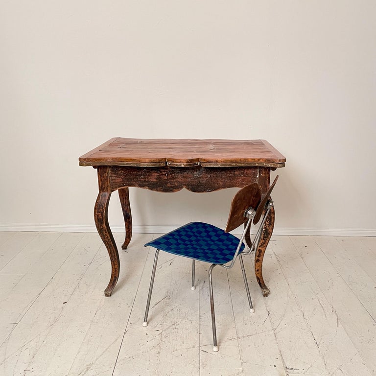 18th Century Swedish Period Baroque Brown Red Extendable Dining Table, 1780 For Sale 4