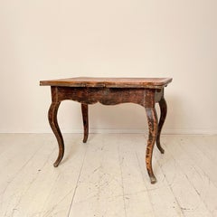 18th Century Swedish Period Baroque Brown Red Extendable Dining Table, 1780