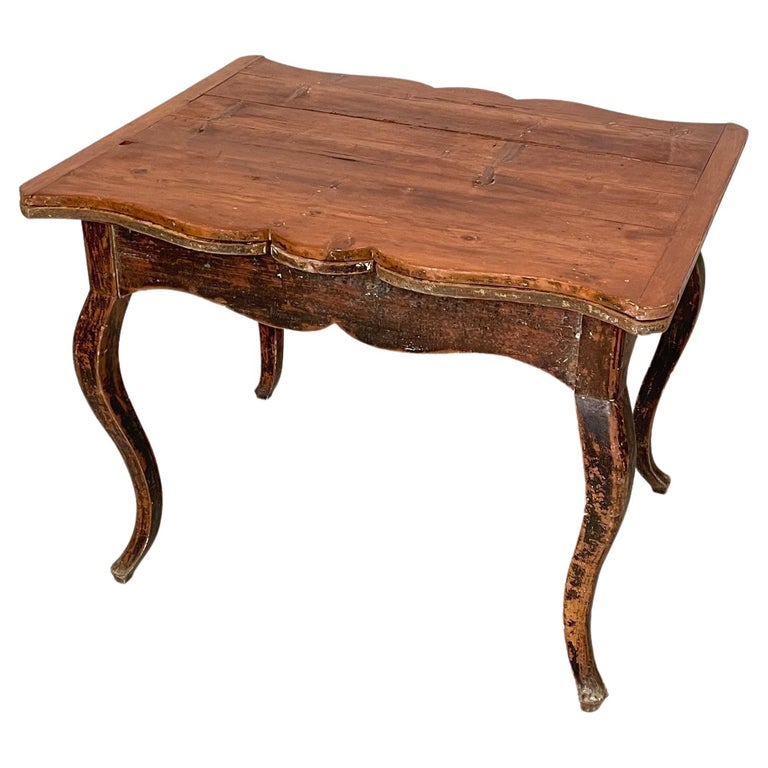 18th Century Swedish Period Baroque Brown Red Extendable Dining Table, 1780 For Sale