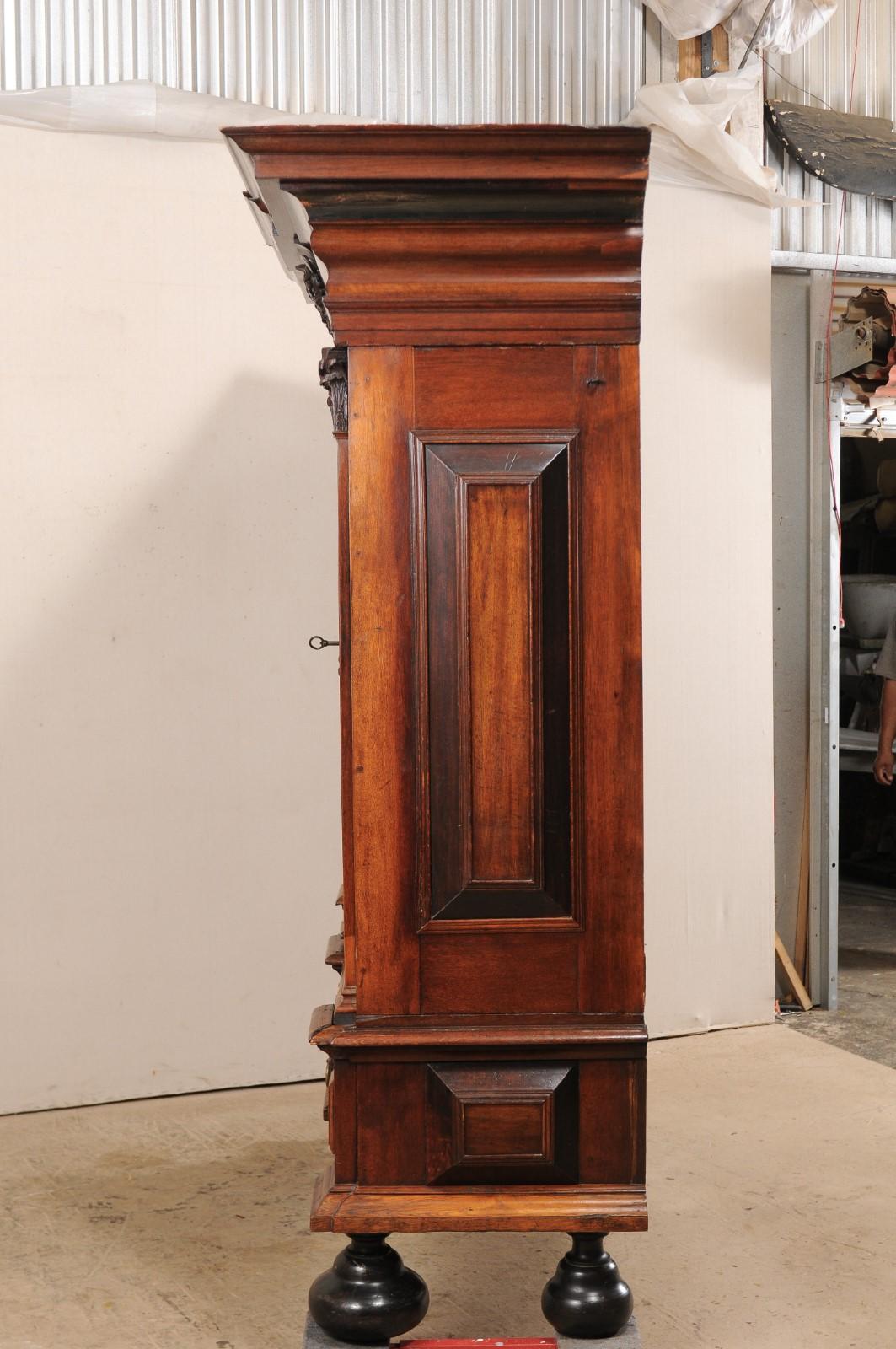 An Early 18th Century Swedish Period Baroque Kas Cabinet with Ebonized Accents For Sale 4