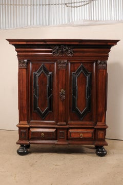 An Early 18th Century Swedish Period Baroque Kas Cabinet with Ebonized Accents