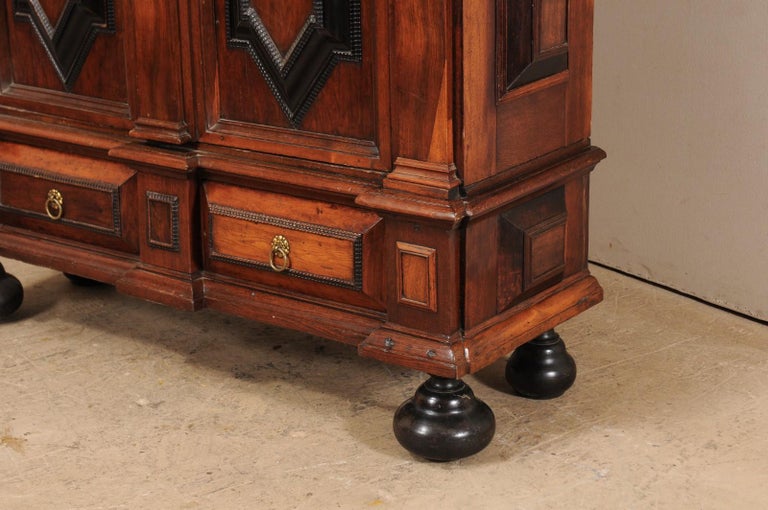 Metal An Early 18th Century Swedish Period Baroque Kas Cabinet with Ebonised Accents For Sale