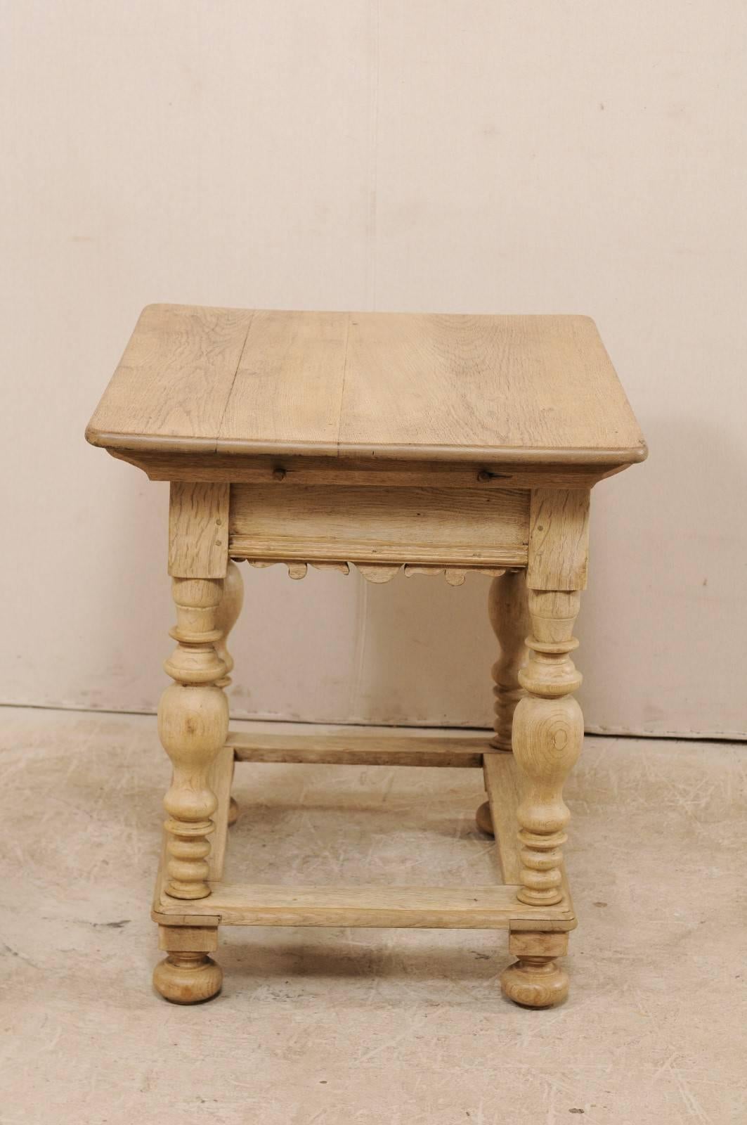 18th Century Swedish Period Baroque Wood Side Table with Drawer on Turned Legs 3