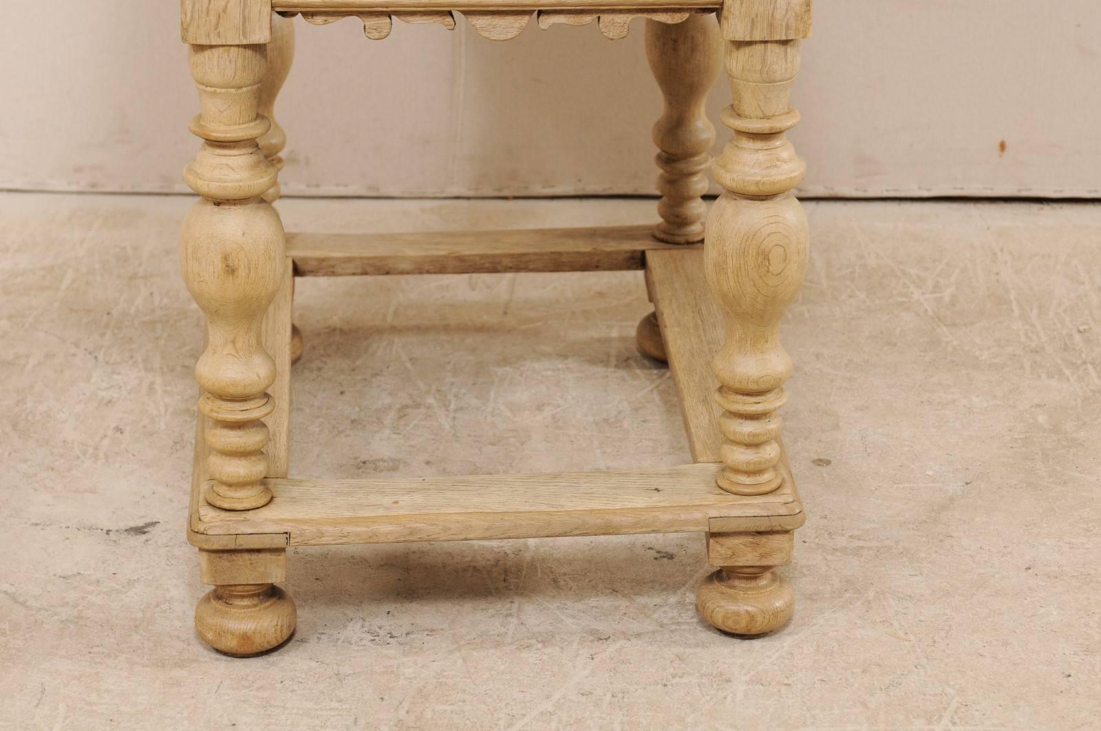 18th Century Swedish Period Baroque Wood Side Table with Drawer on Turned Legs 4