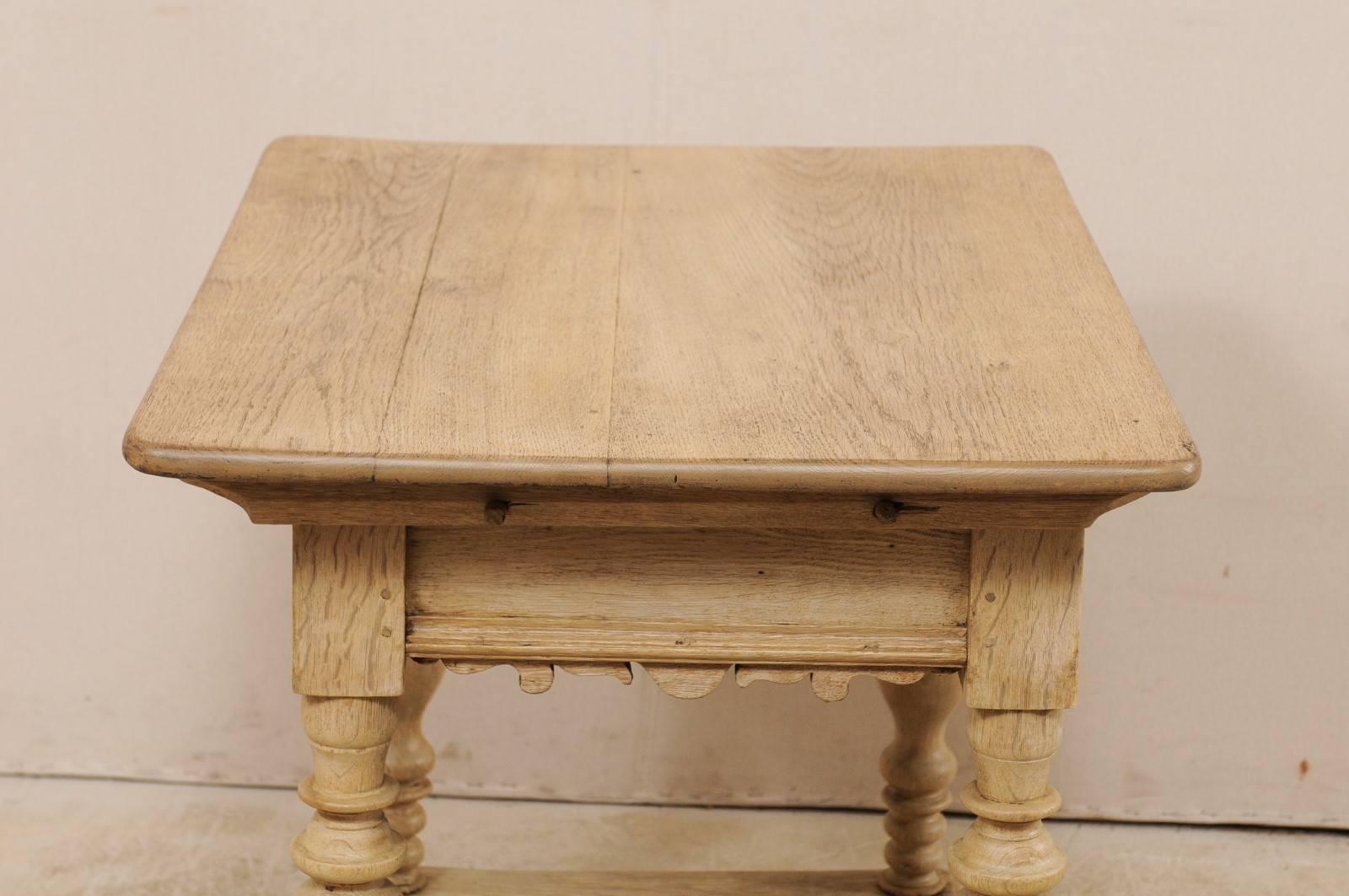 18th Century and Earlier 18th Century Swedish Period Baroque Wood Side Table with Drawer on Turned Legs