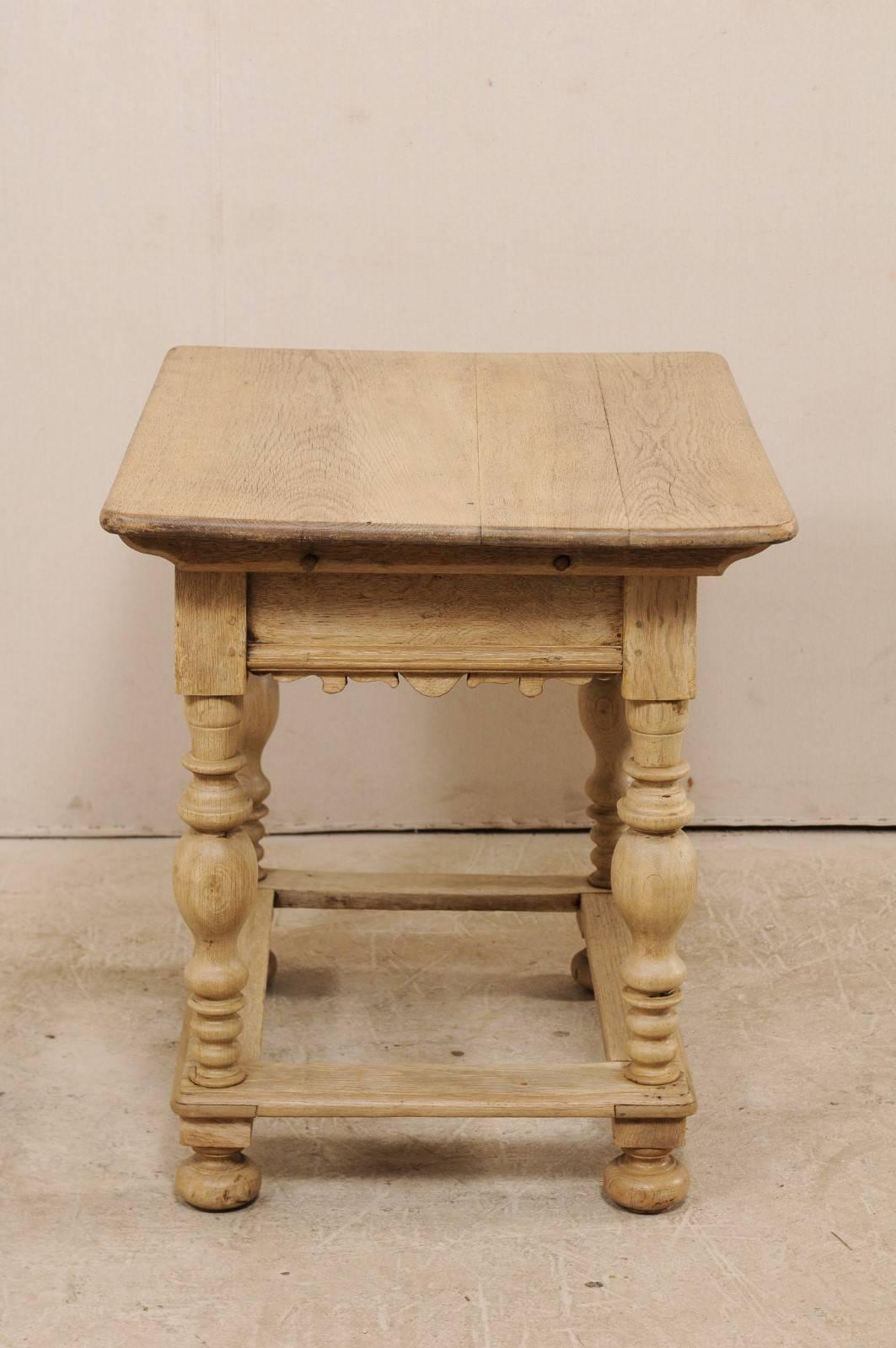 18th Century Swedish Period Baroque Wood Side Table with Drawer on Turned Legs 1