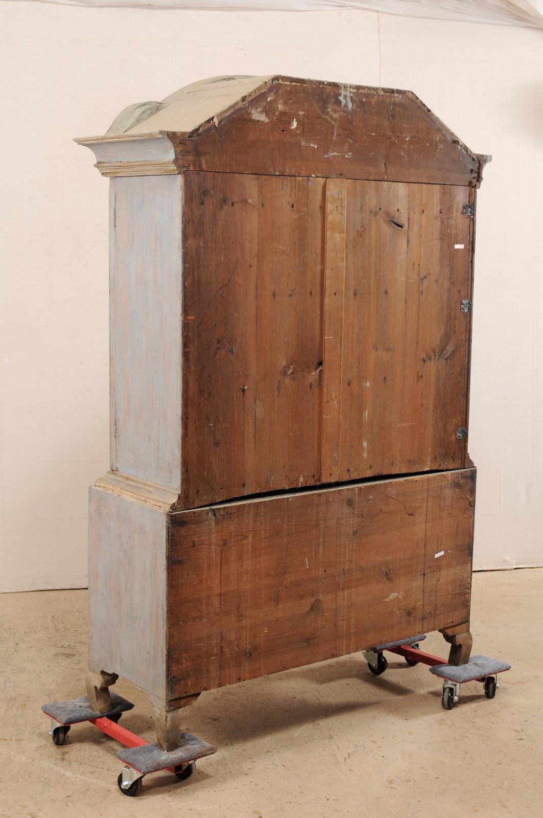 18th Century Swedish Period Rococo Painted Wood Linen Press Cabinet 6