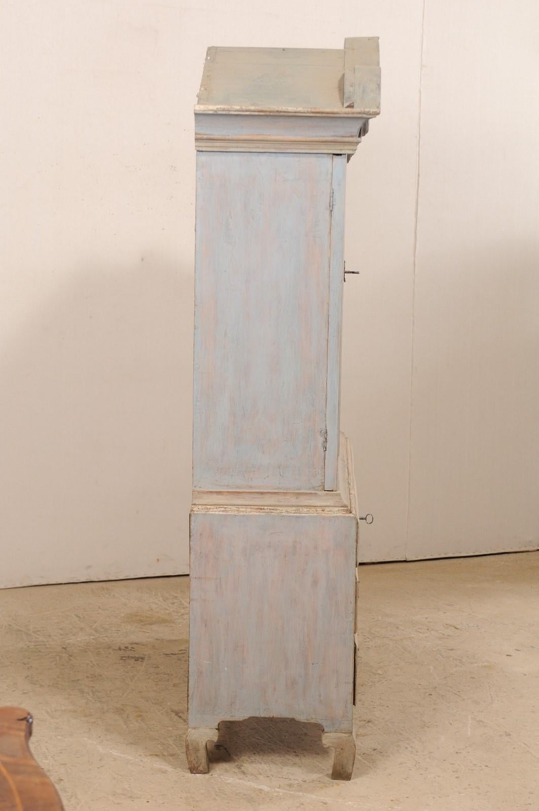 18th Century Swedish Period Rococo Painted Wood Linen Press Cabinet 4