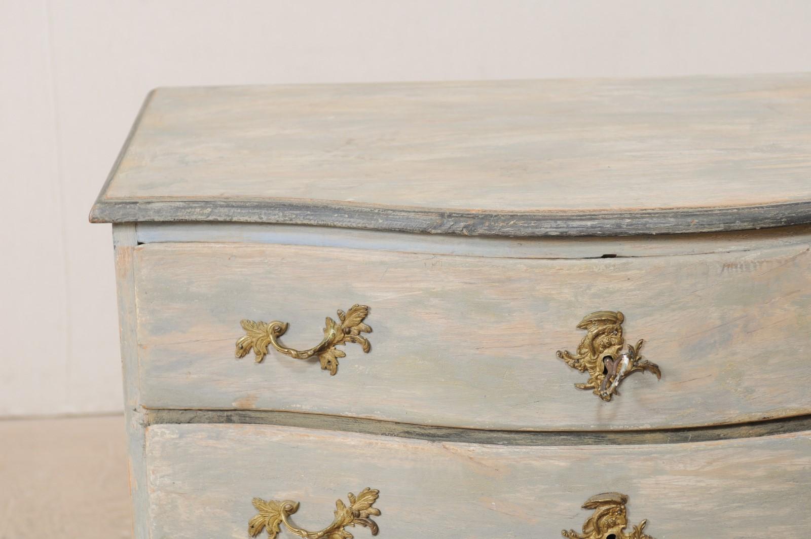 Wood An 18th Century Swedish Period Rococo Chest of Drawers with Serpentine Body