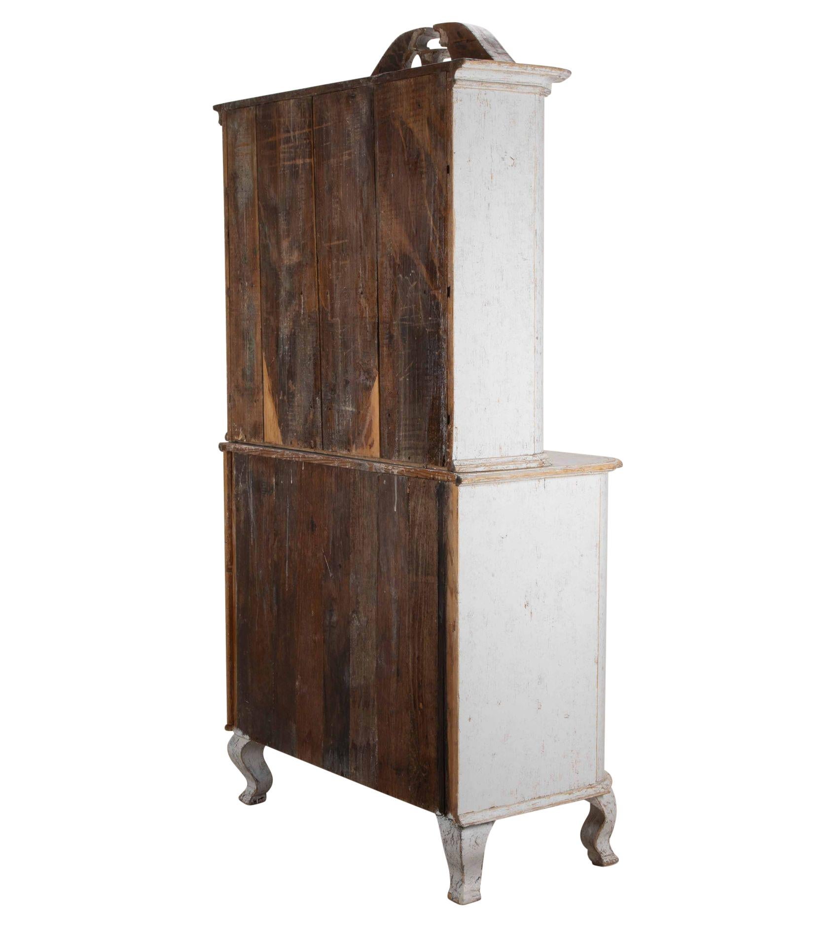 18th Century Swedish Period Two Part Rococo Cabinet For Sale 8