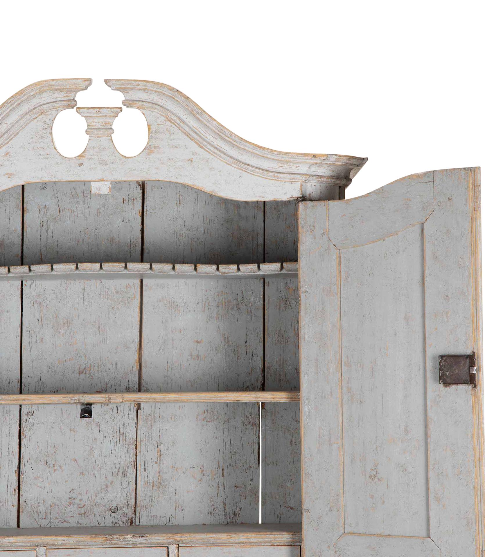 18th Century Swedish Period Two Part Rococo Cabinet For Sale 4