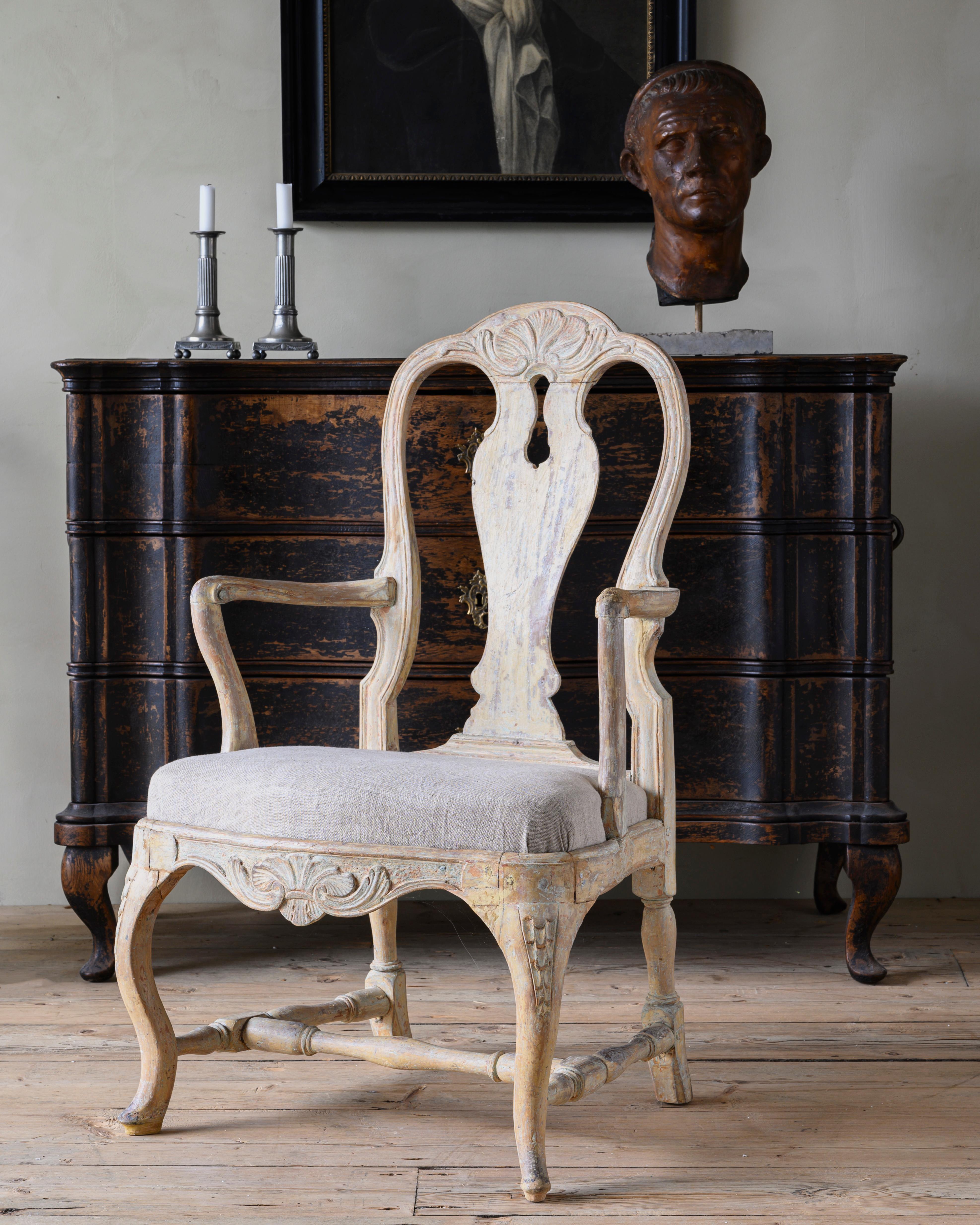 18th Century Swedish Rococo Armchairs In Good Condition For Sale In Mjöhult, SE