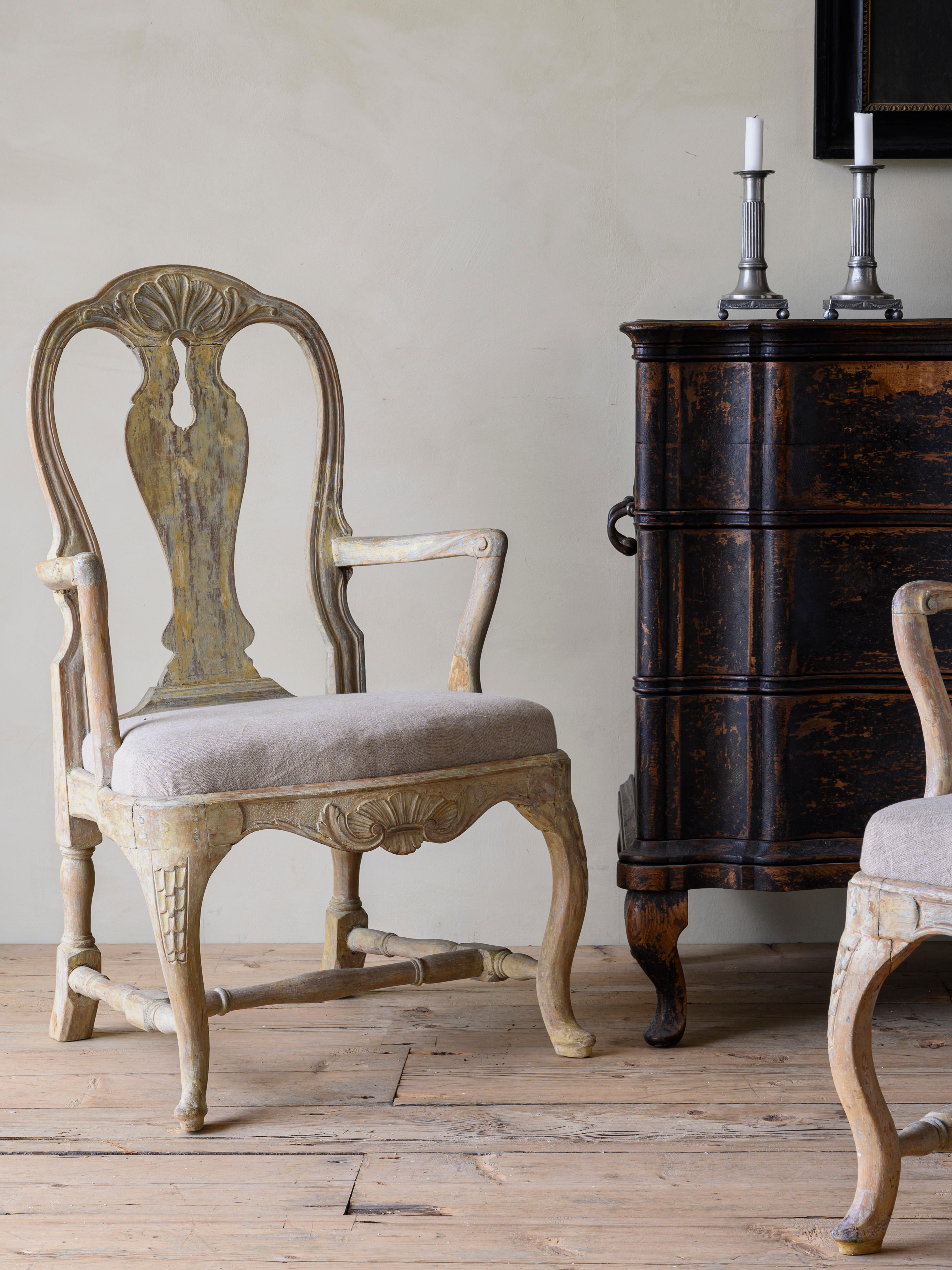 18th Century and Earlier 18th Century Swedish Rococo Armchairs For Sale