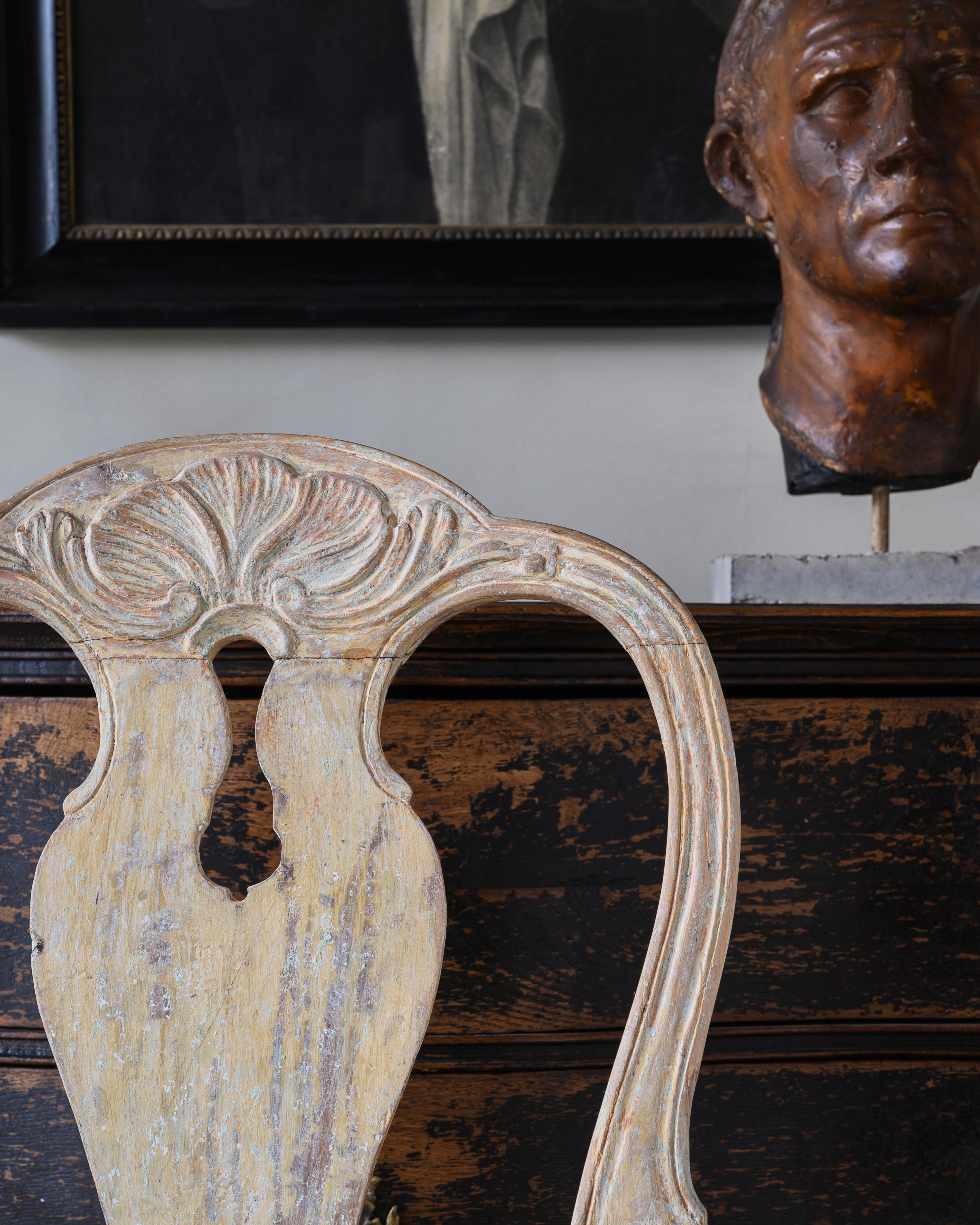 Wood 18th Century Swedish Rococo Armchairs For Sale