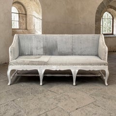 18th Century Swedish Rococo Bench in Hand-Scraped Painted Finish