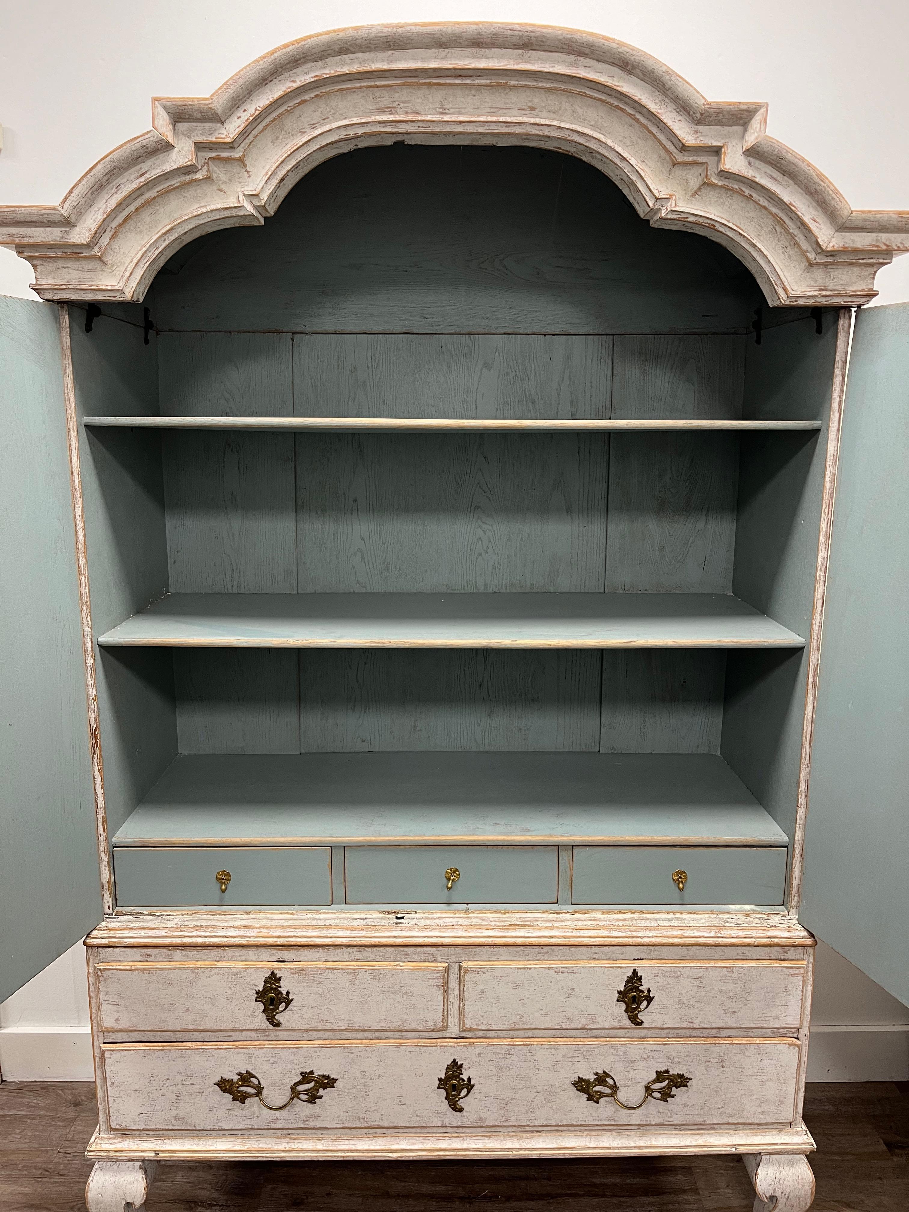 Brass 18th Century Swedish Rococo Cabinet For Sale