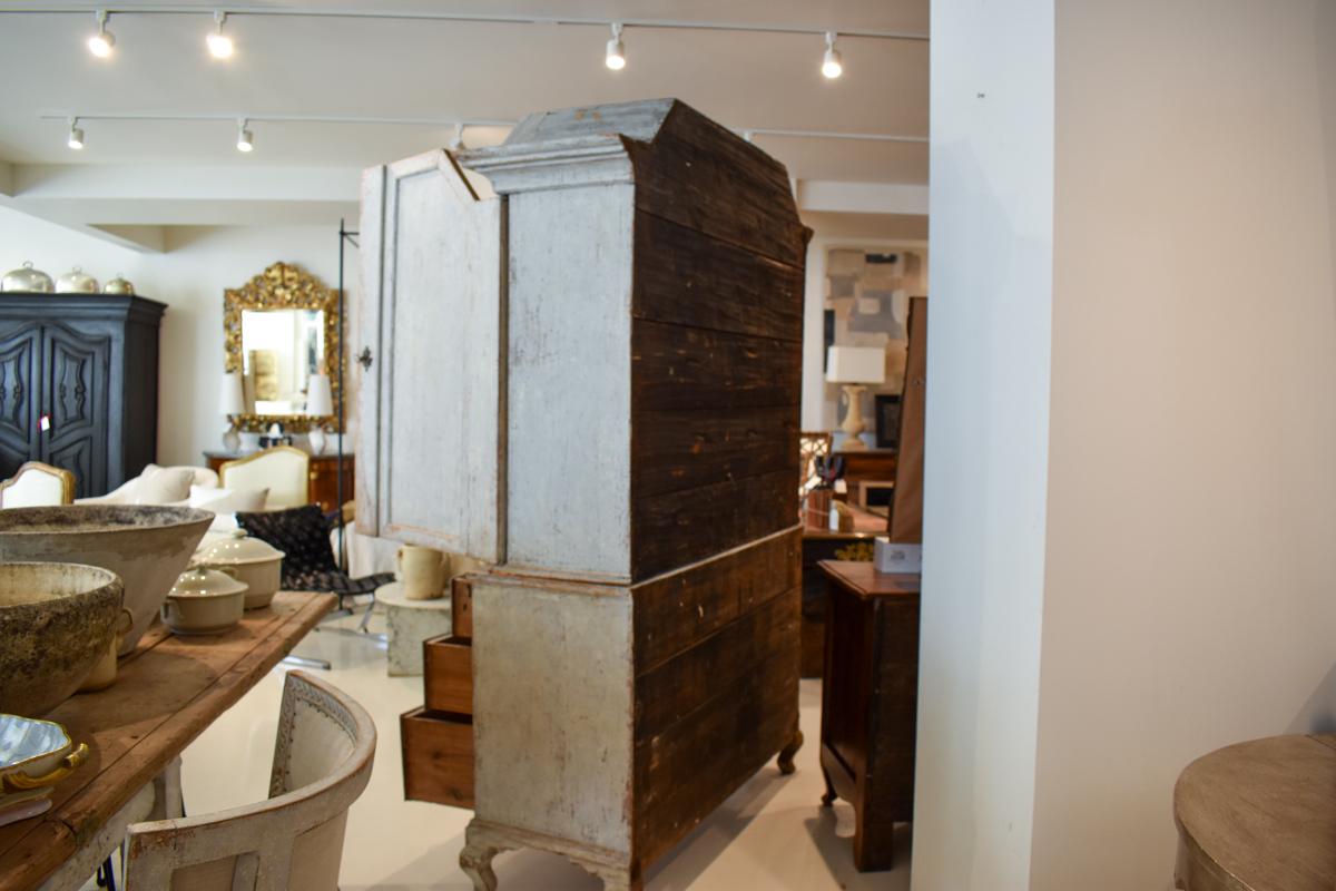 18th Century Swedish Rococo Cabinet or Buffet deux Corps - Pale Blue/Grey 9