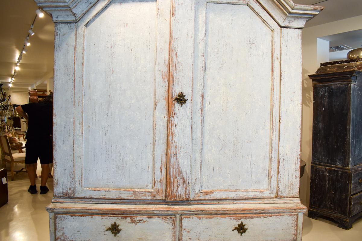 18th Century Swedish Rococo Cabinet or Buffet deux Corps - Pale Blue/Grey 1