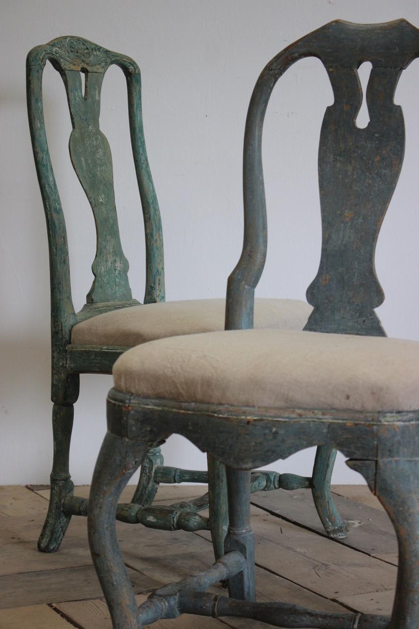 Painted 18th Century Swedish Rococo Chair in Original Paint