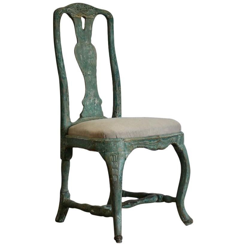 18th Century Swedish Rococo Chair in Original Paint