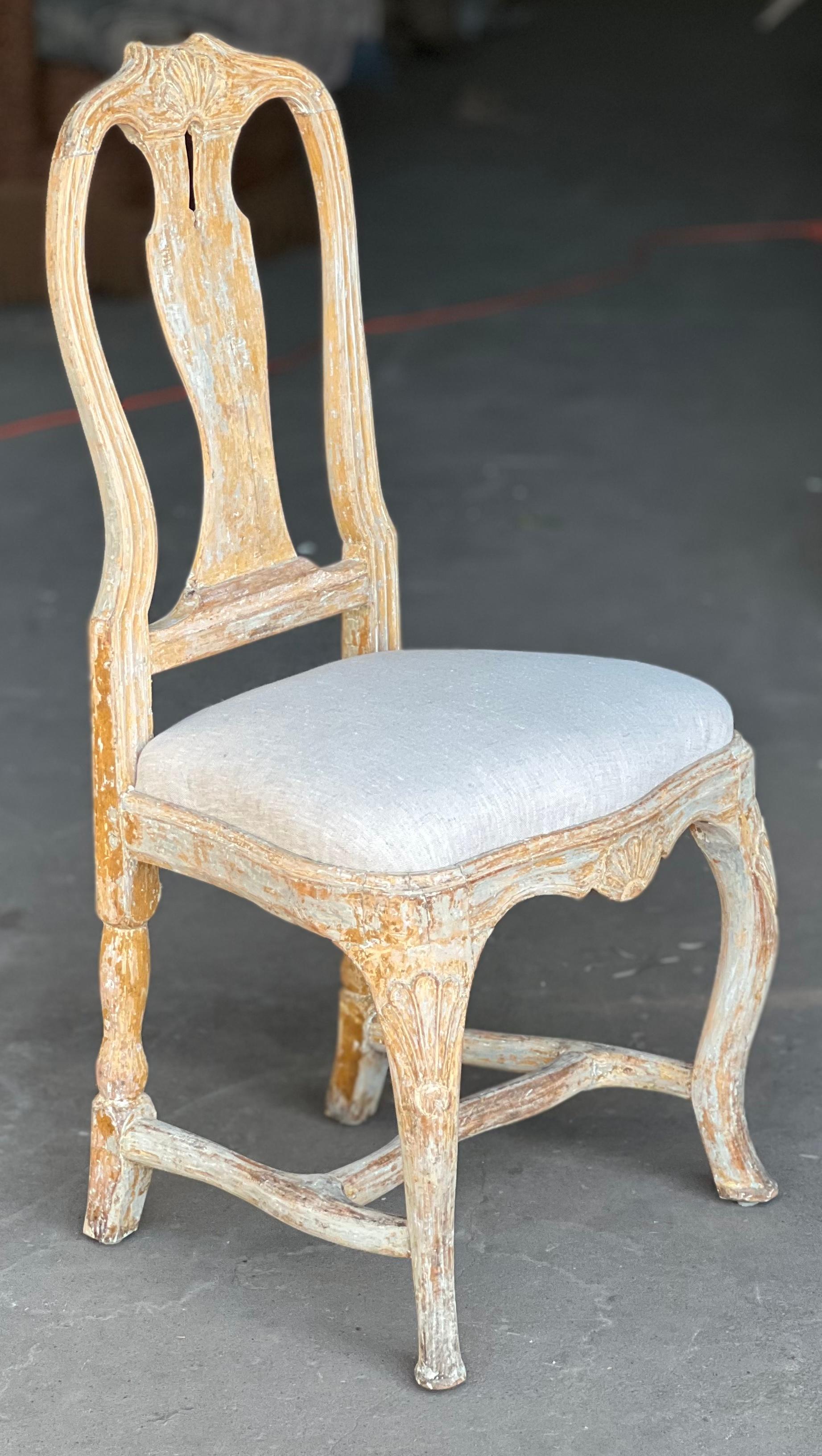 Hand-Crafted 18th Century Swedish Rococo Pair of Chairs For Sale