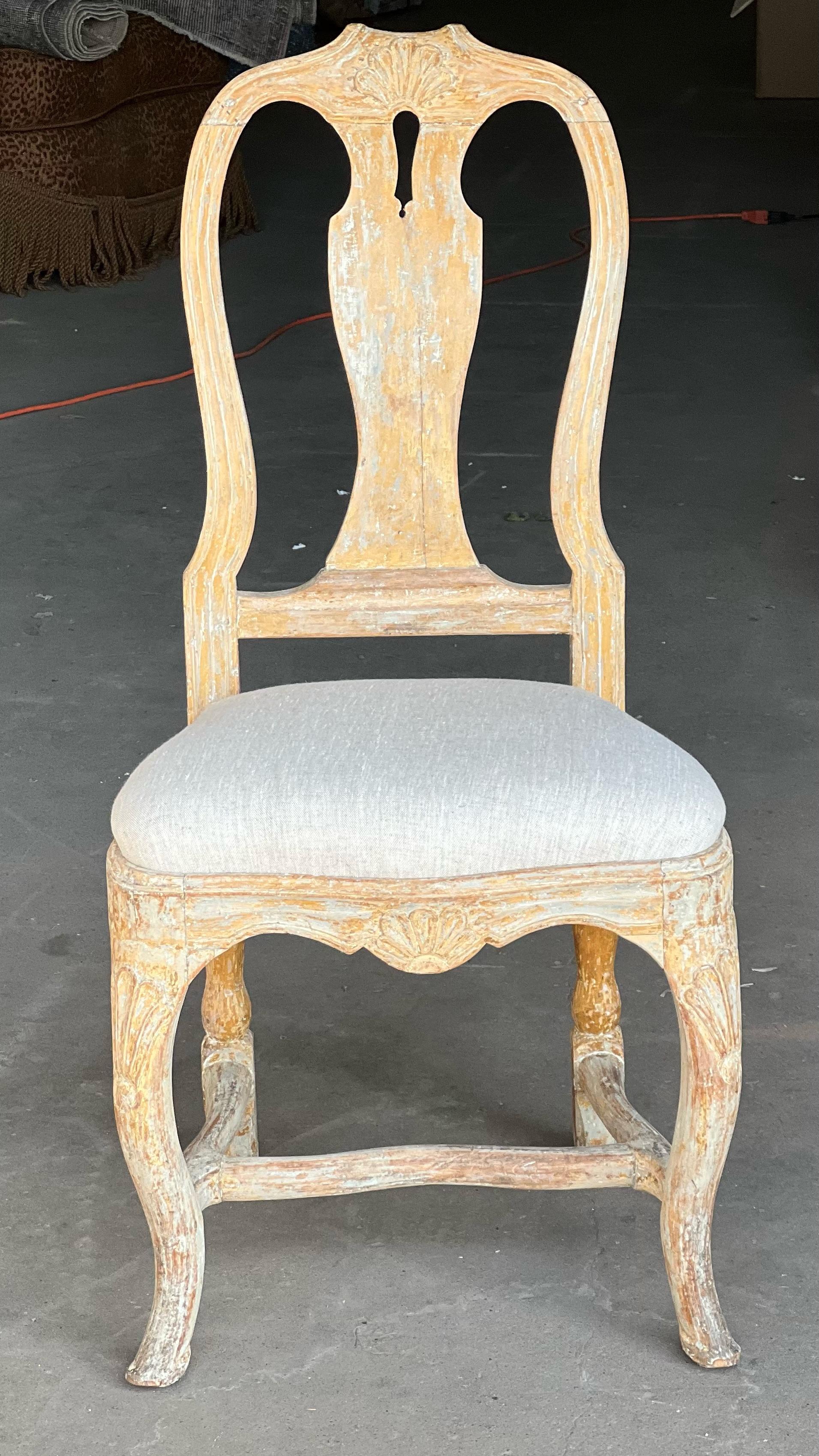 18th Century Swedish Rococo Pair of Chairs In Good Condition For Sale In San Angelo, TX