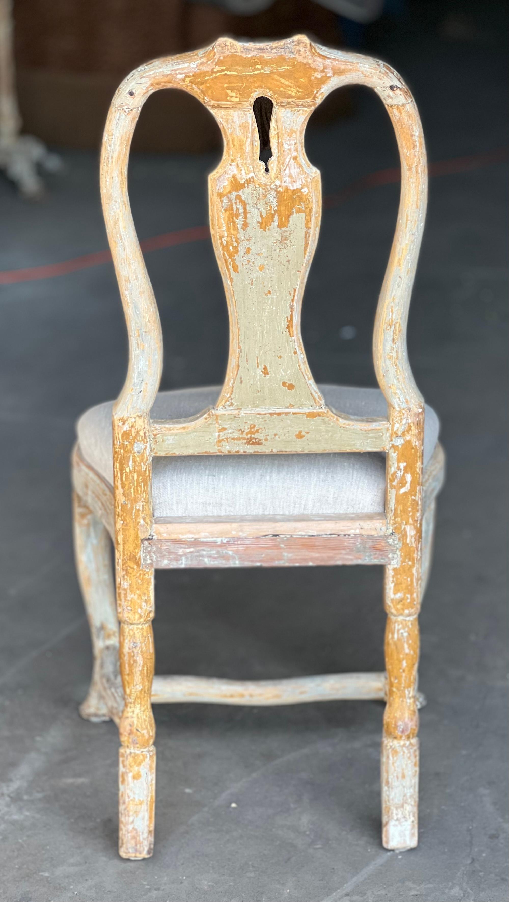 Paint 18th Century Swedish Rococo Pair of Chairs For Sale