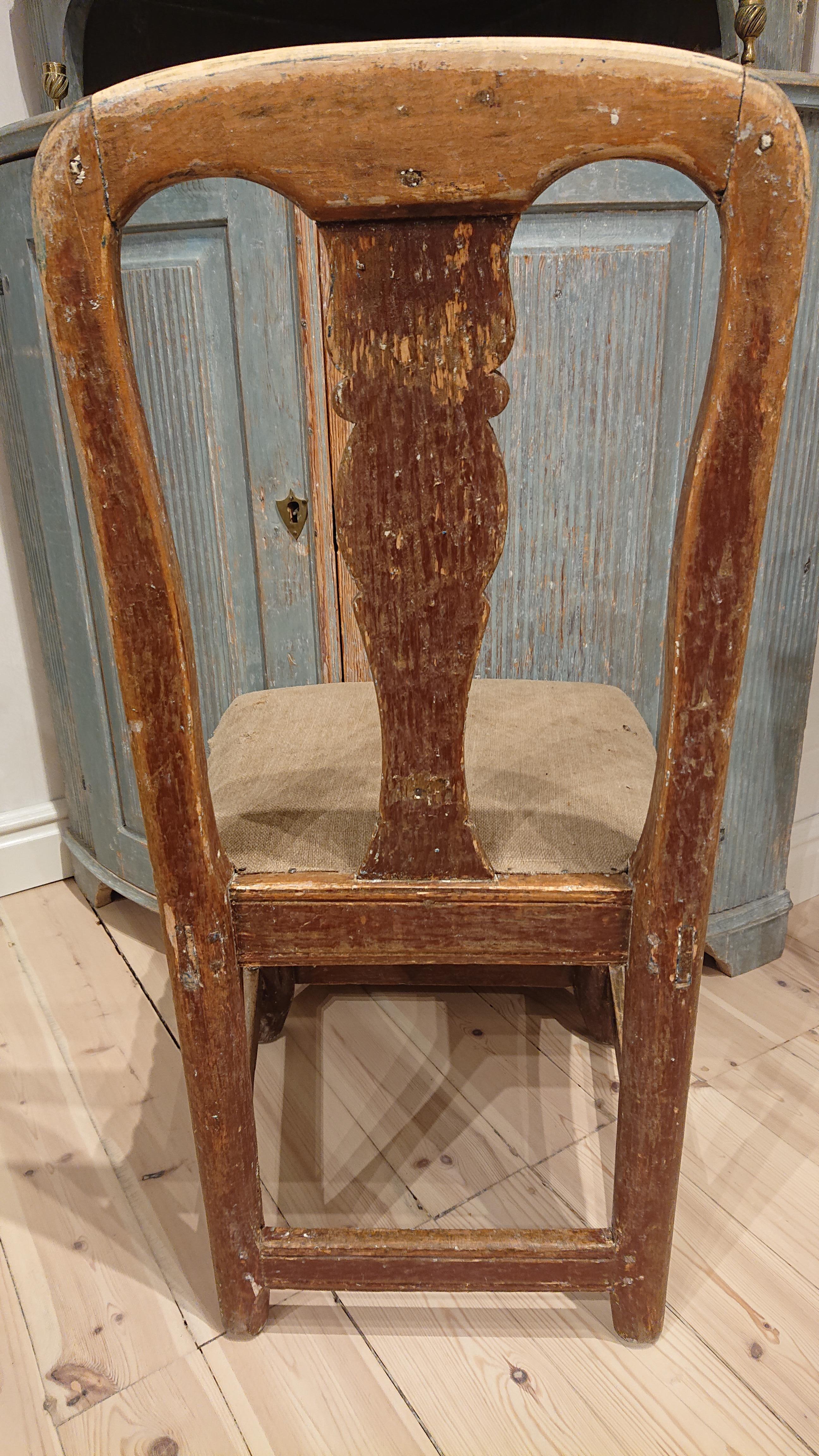 18th Century Swedish Rococo Children Chair with Original Paint Swedish Antiques For Sale 4
