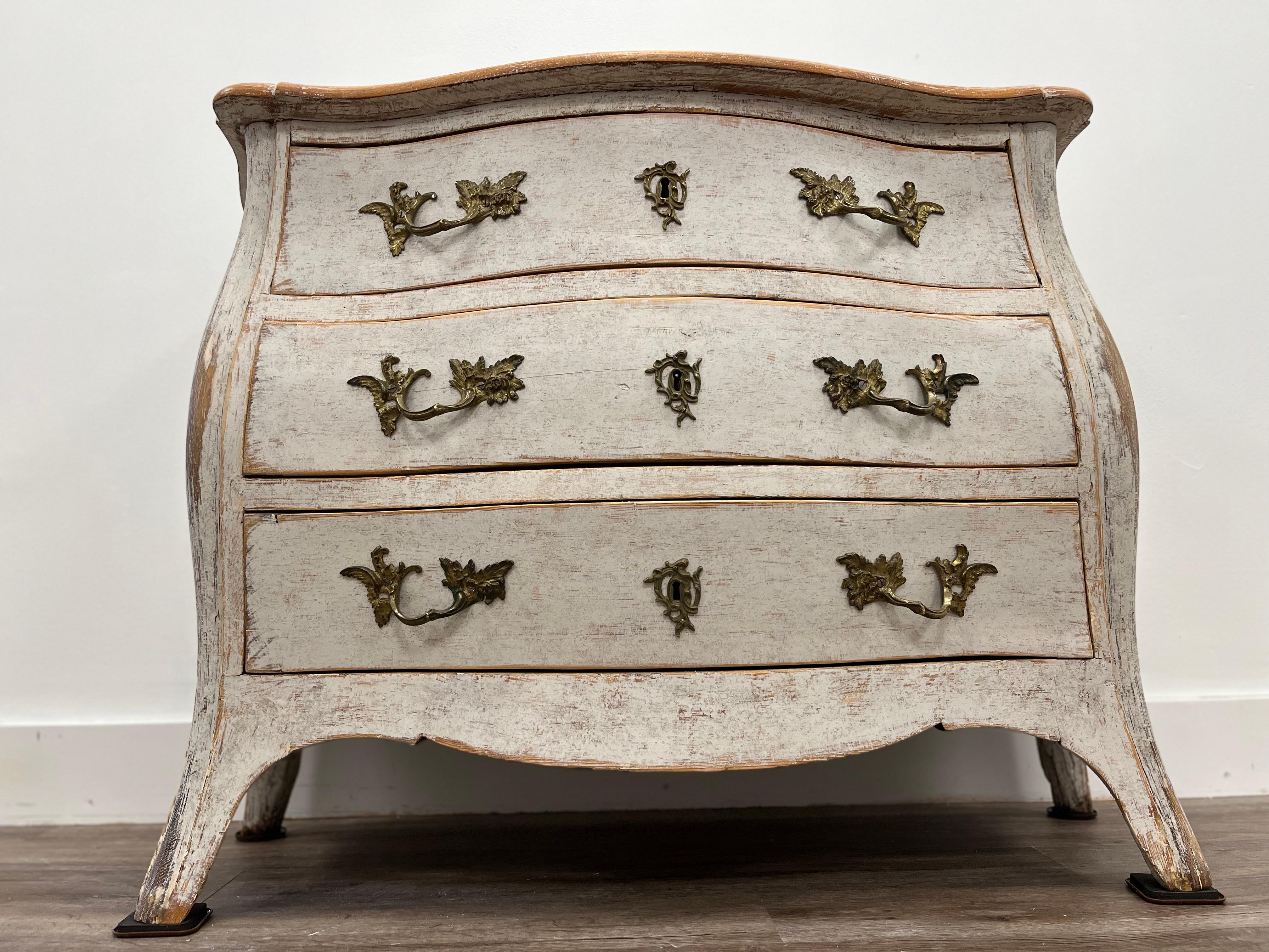 Carved 18th Century Swedish Rococo Commode For Sale