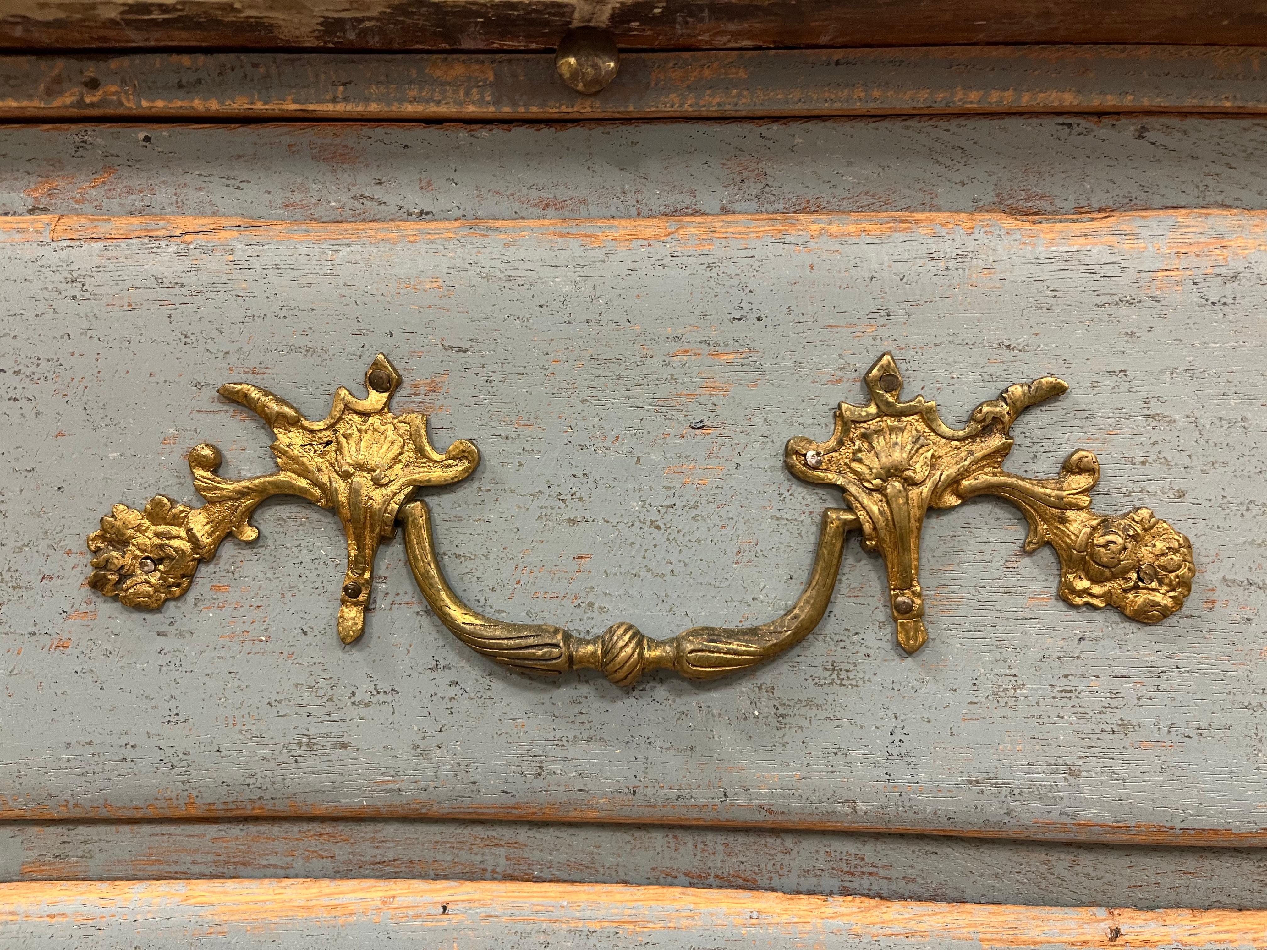 Brass 18th Century Swedish Rococo Commode For Sale