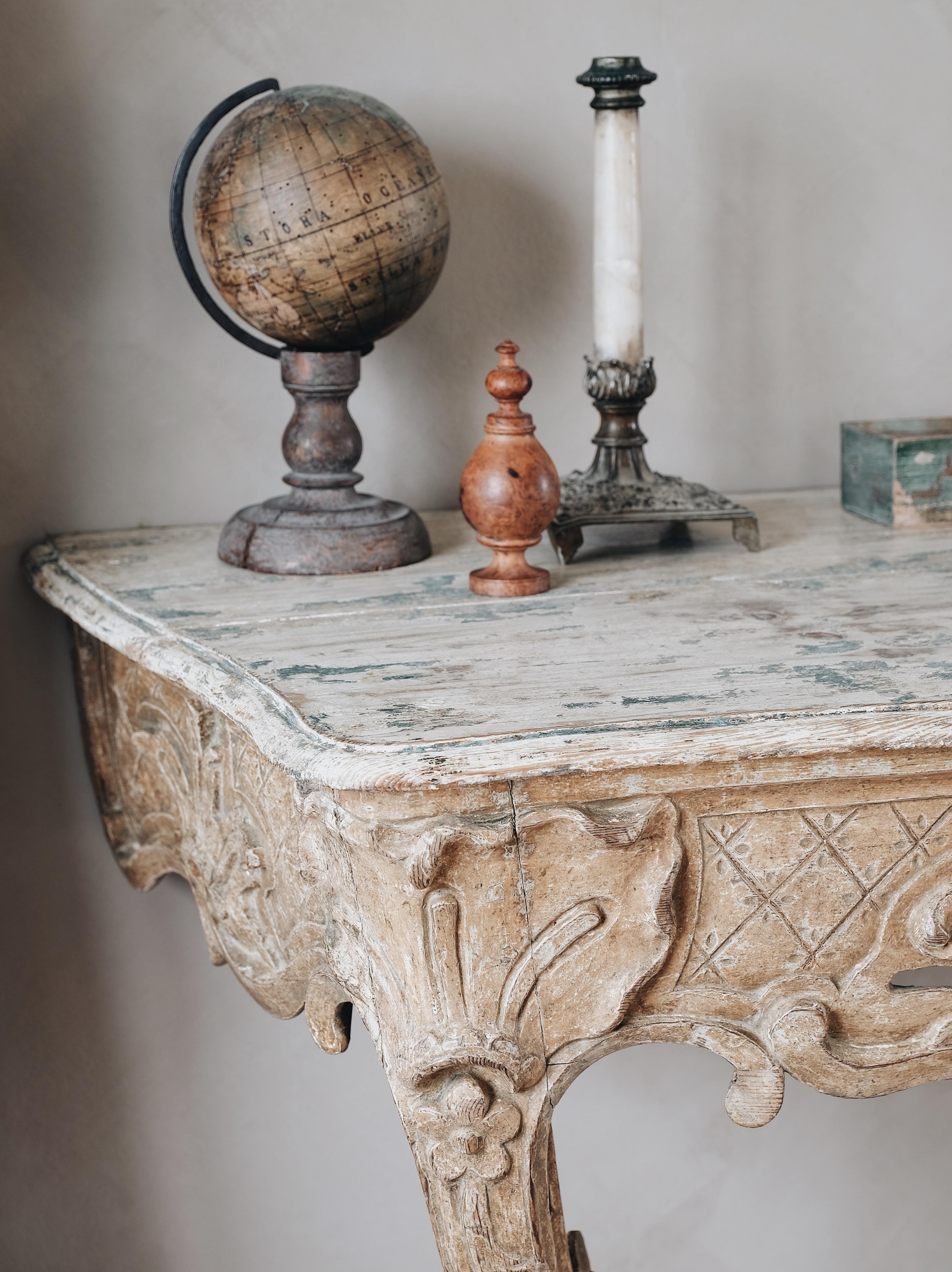 18th Century Swedish Rococo Console Table In Good Condition In Allerum, SE