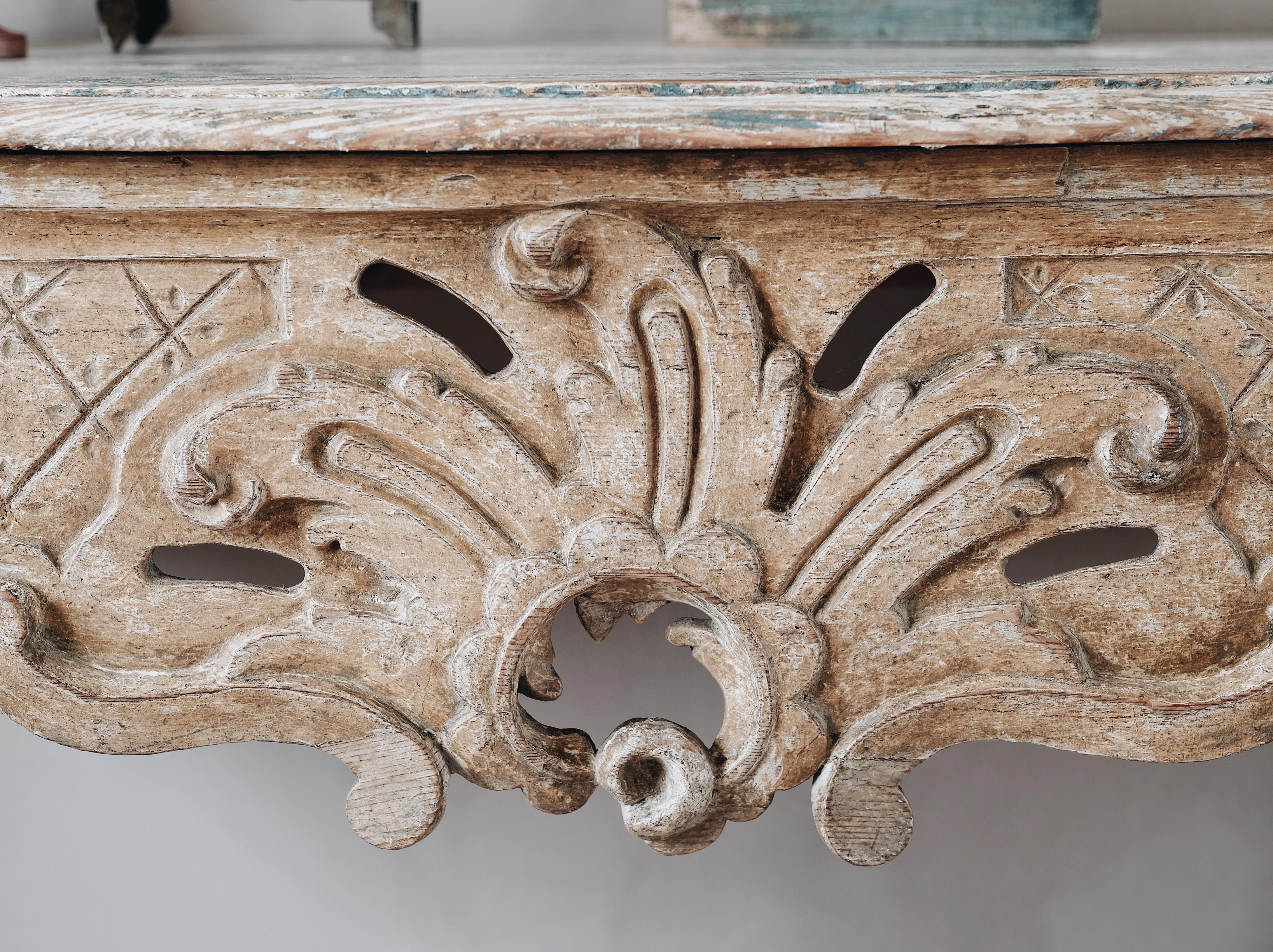 18th Century Swedish Rococo Console Table 1