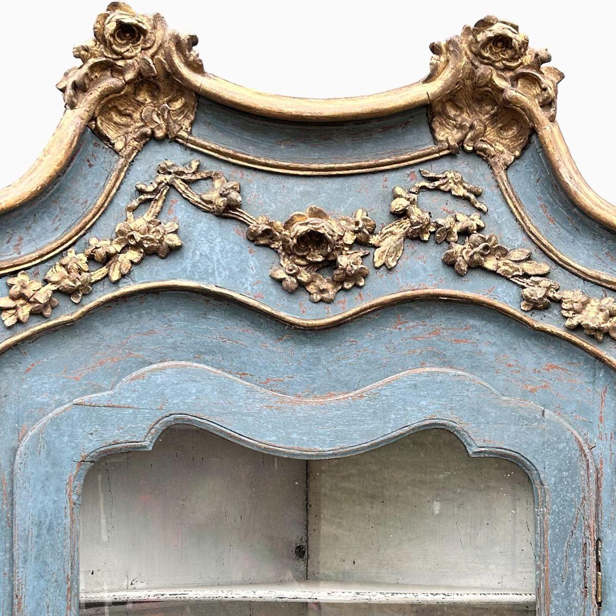 Pine 18th Century Swedish Rococo Corner Vitrine For Sale
