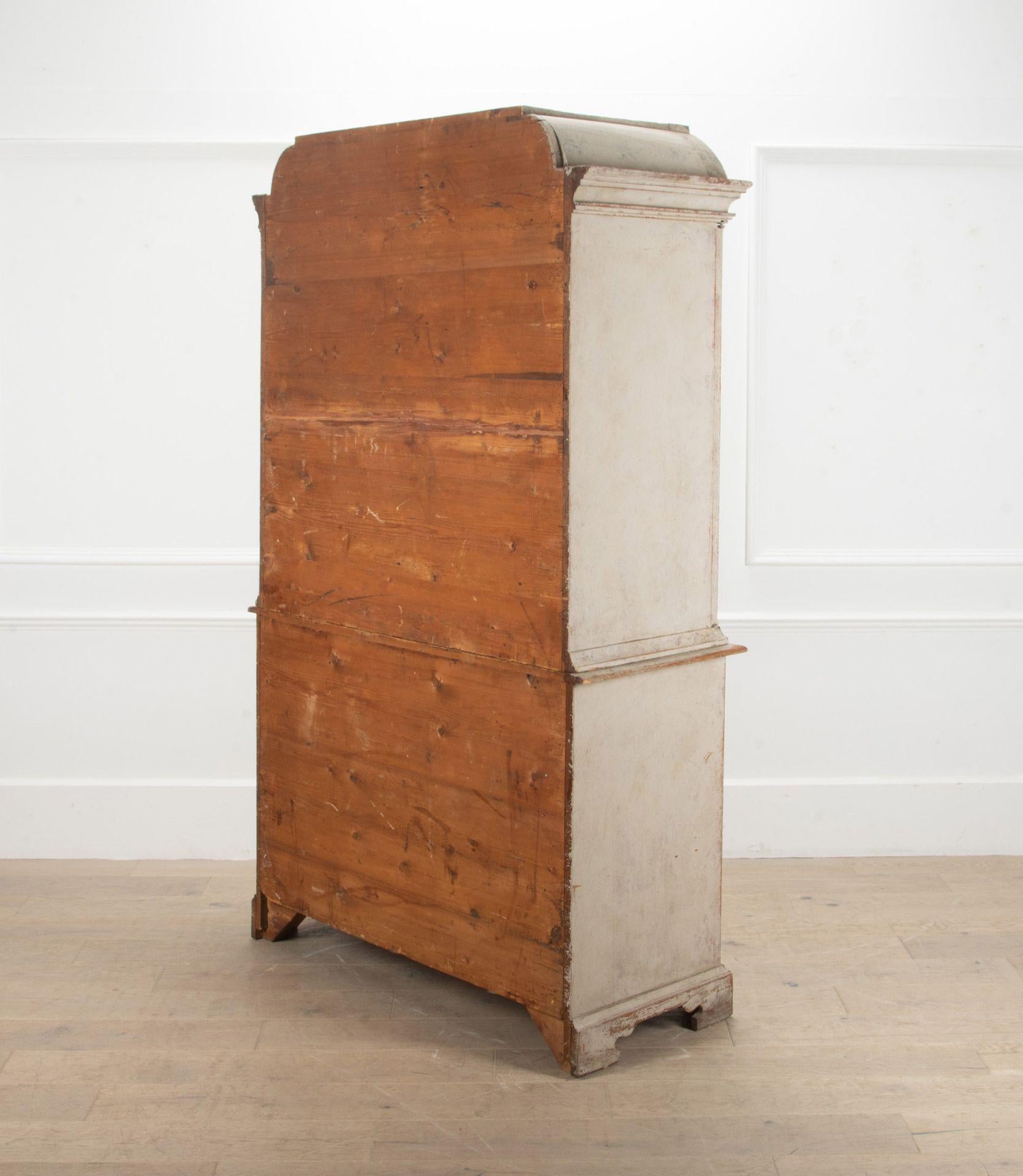 Pine 18th Century Swedish Rococo Cupboard-on-Chest