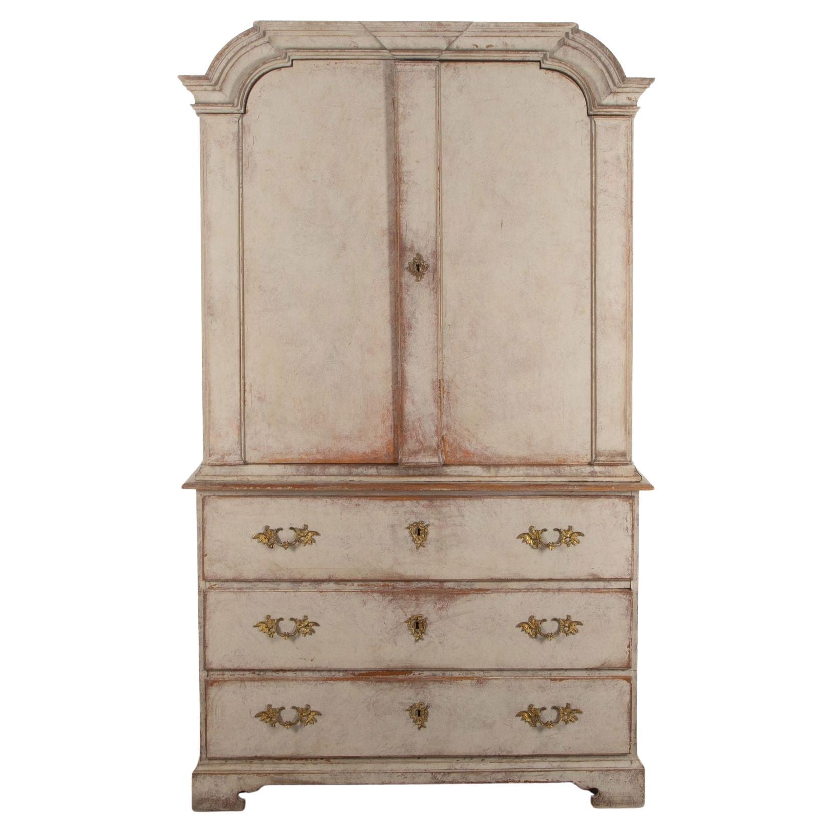 18th Century Swedish Rococo Cupboard-on-Chest