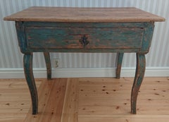 18th Century Swedish  Antique Rustic Rococo Desk/ Table with Original Paint