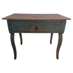18th Century Swedish  Antique Rustic Rococo Desk/ Table with Original Paint