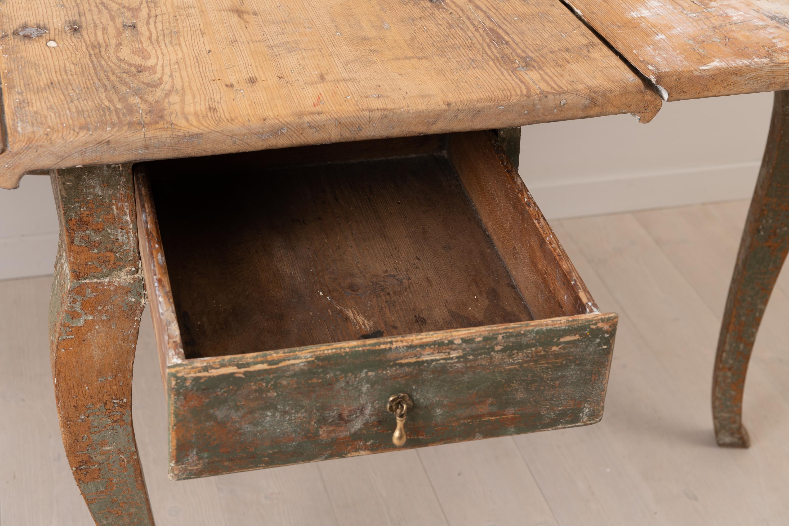 18th Century Swedish Rococo Drop-Leaf Table 8