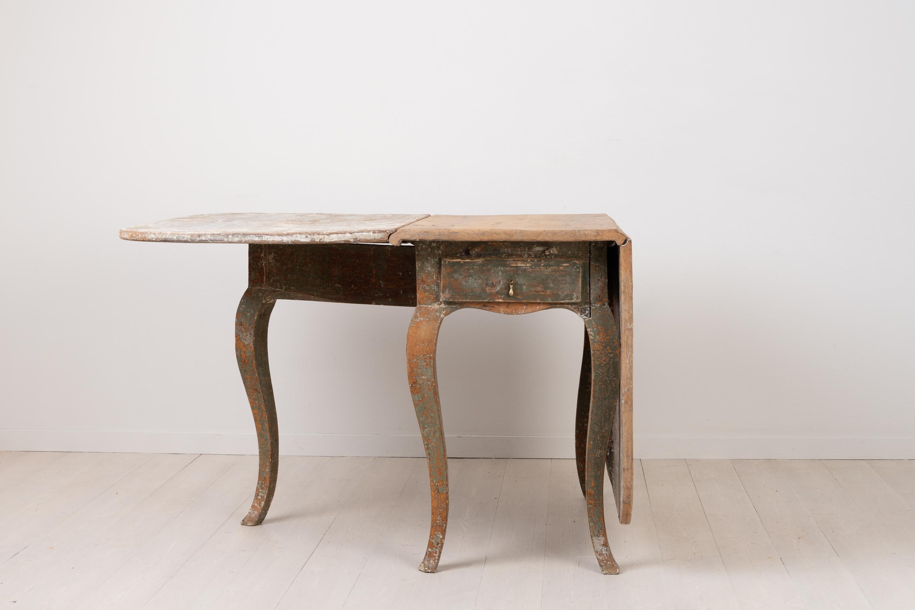 Hand-Crafted 18th Century Swedish Rococo Drop-Leaf Table