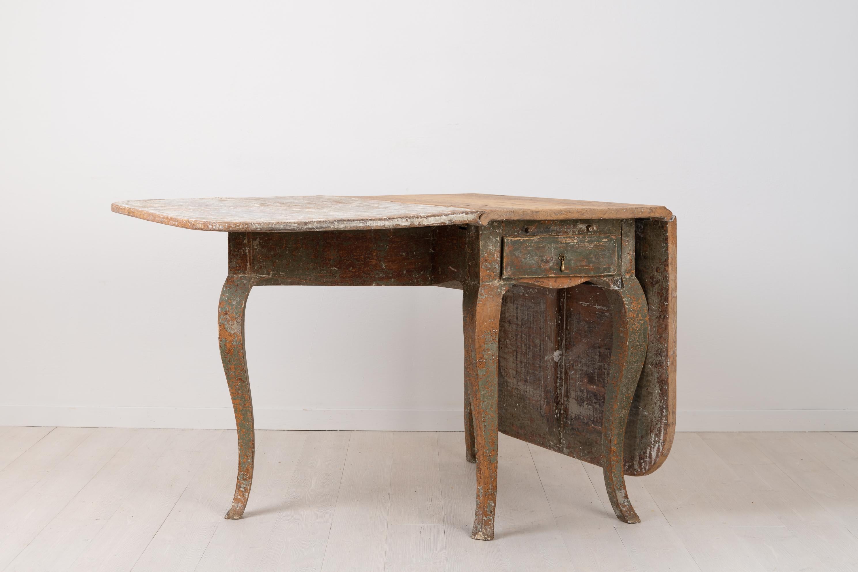 Pine 18th Century Swedish Rococo Drop-Leaf Table