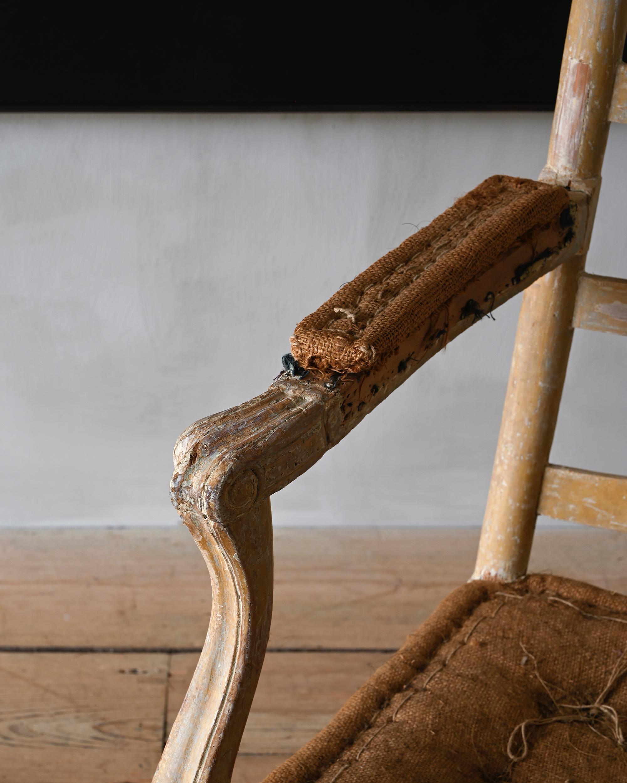 Pine 18th Century Swedish Rococo Gripsholm Armchair
