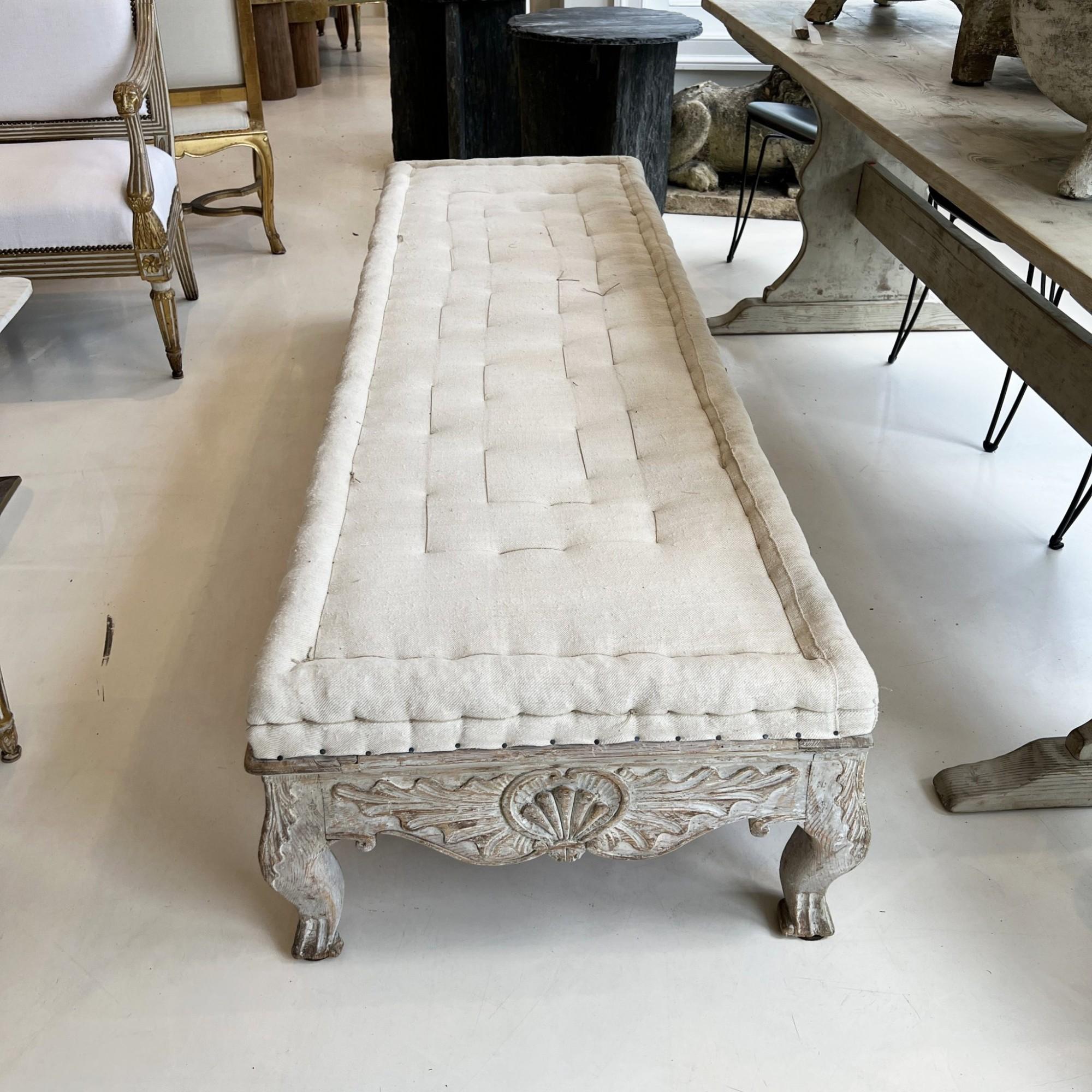 18th Century Swedish Rococo Long Bench In Fair Condition In New Orleans, LA