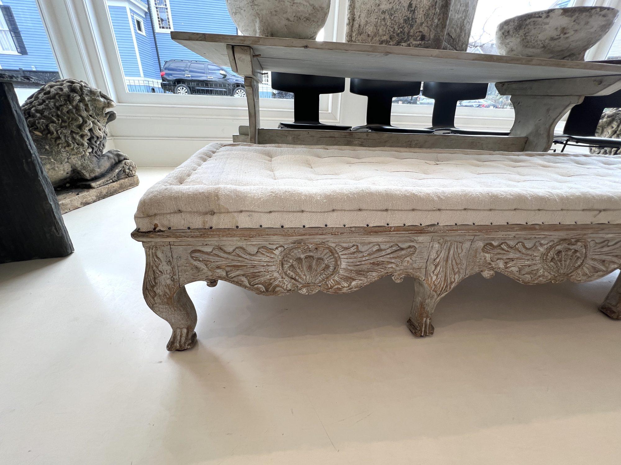 18th Century Swedish Rococo Long Bench 1